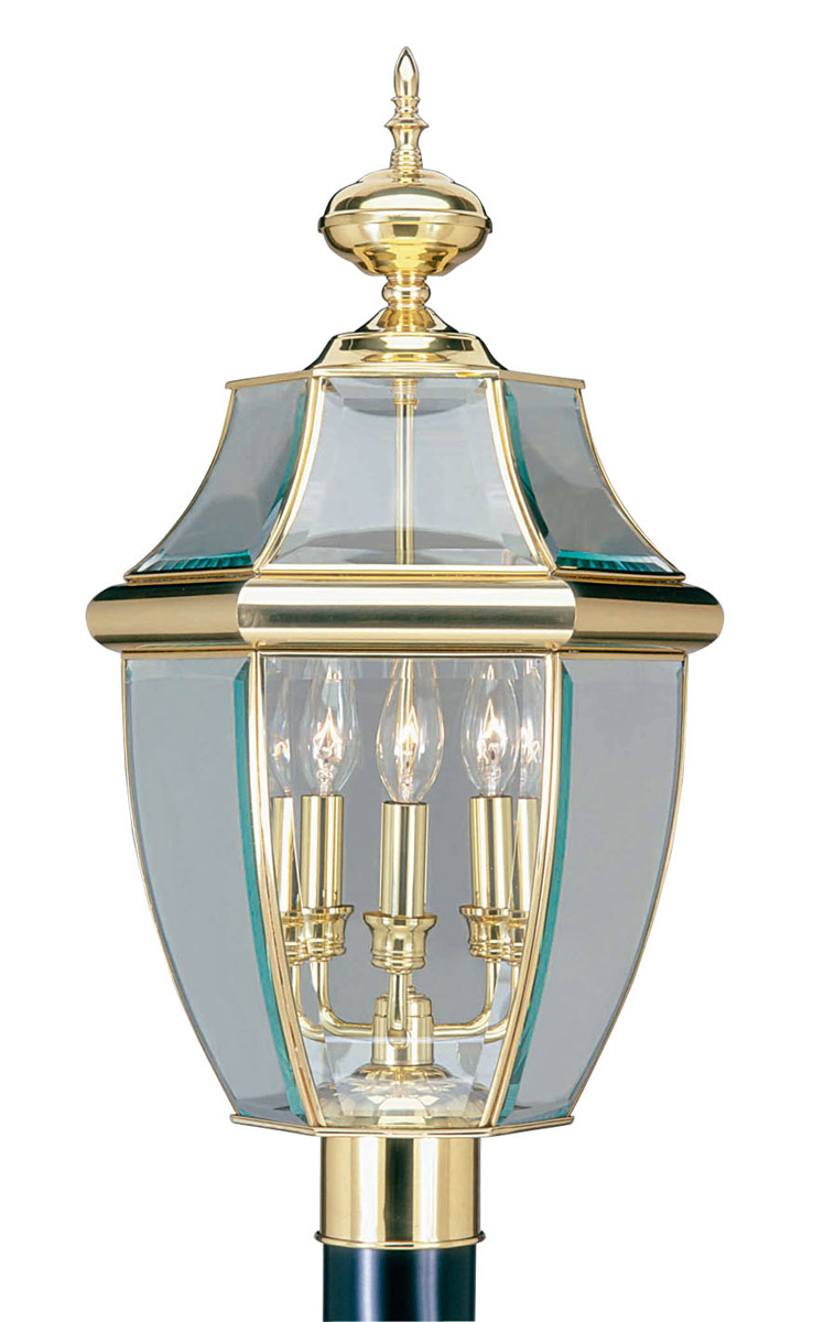 Monterey 3 Light 23.5 inch Polished Brass Outdoor Post Top Lantern