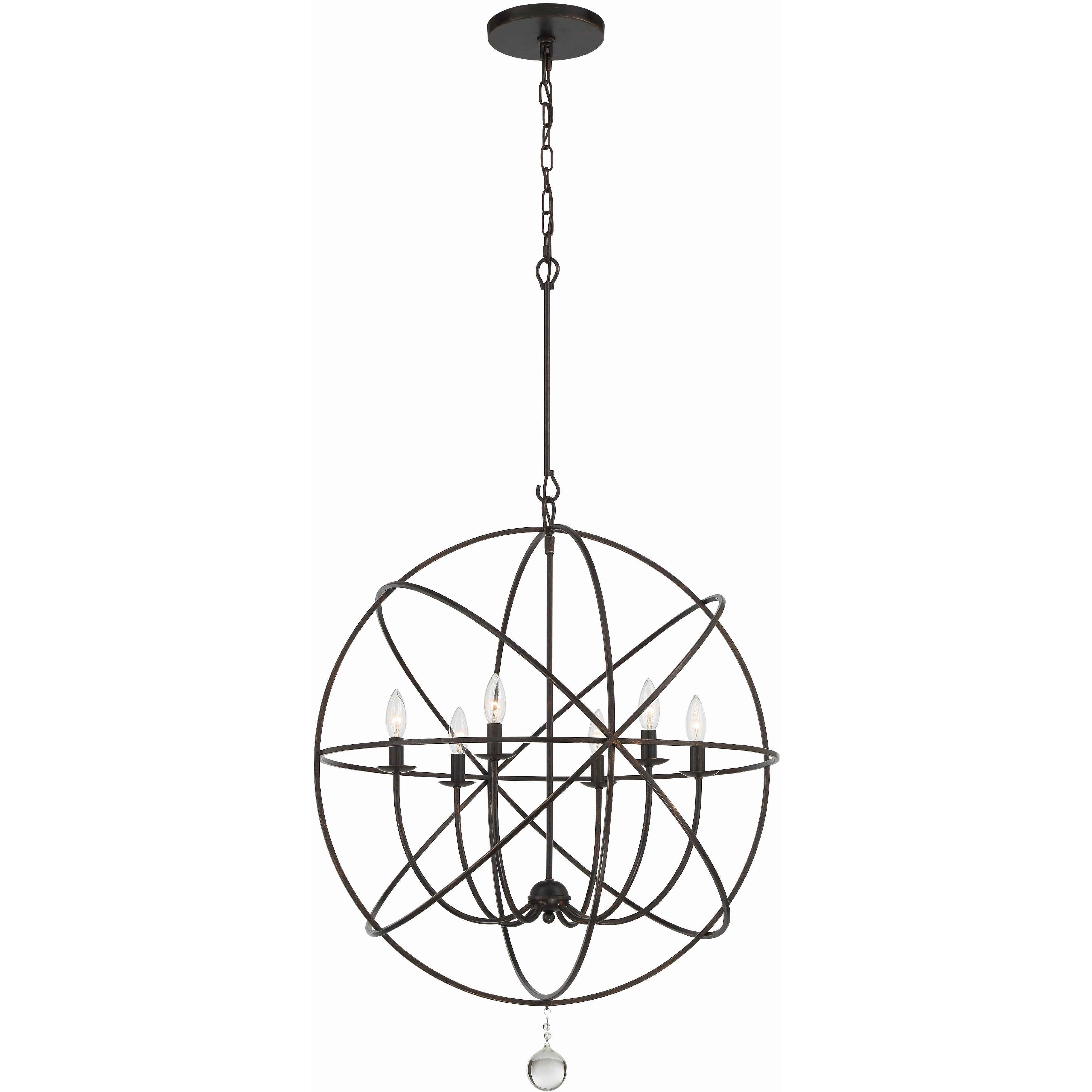 Solaris 6 Light 28.5 inch English Bronze Chandelier Ceiling Light