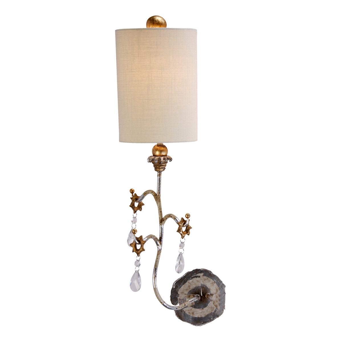 Tivoli 1 Light 7.5 inch Cream Patina With Silver And Gold Wall Sconce Wall Light, Flambeau