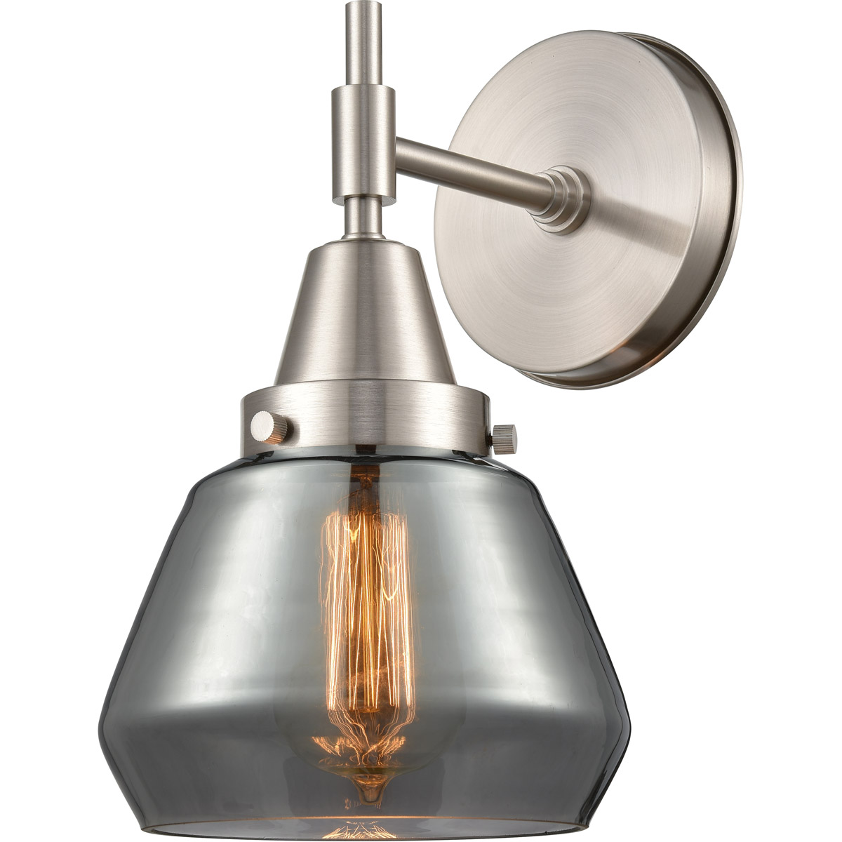 Caden LED 6.75 inch Satin Nickel Sconce Wall Light in Plated Smoke Glass