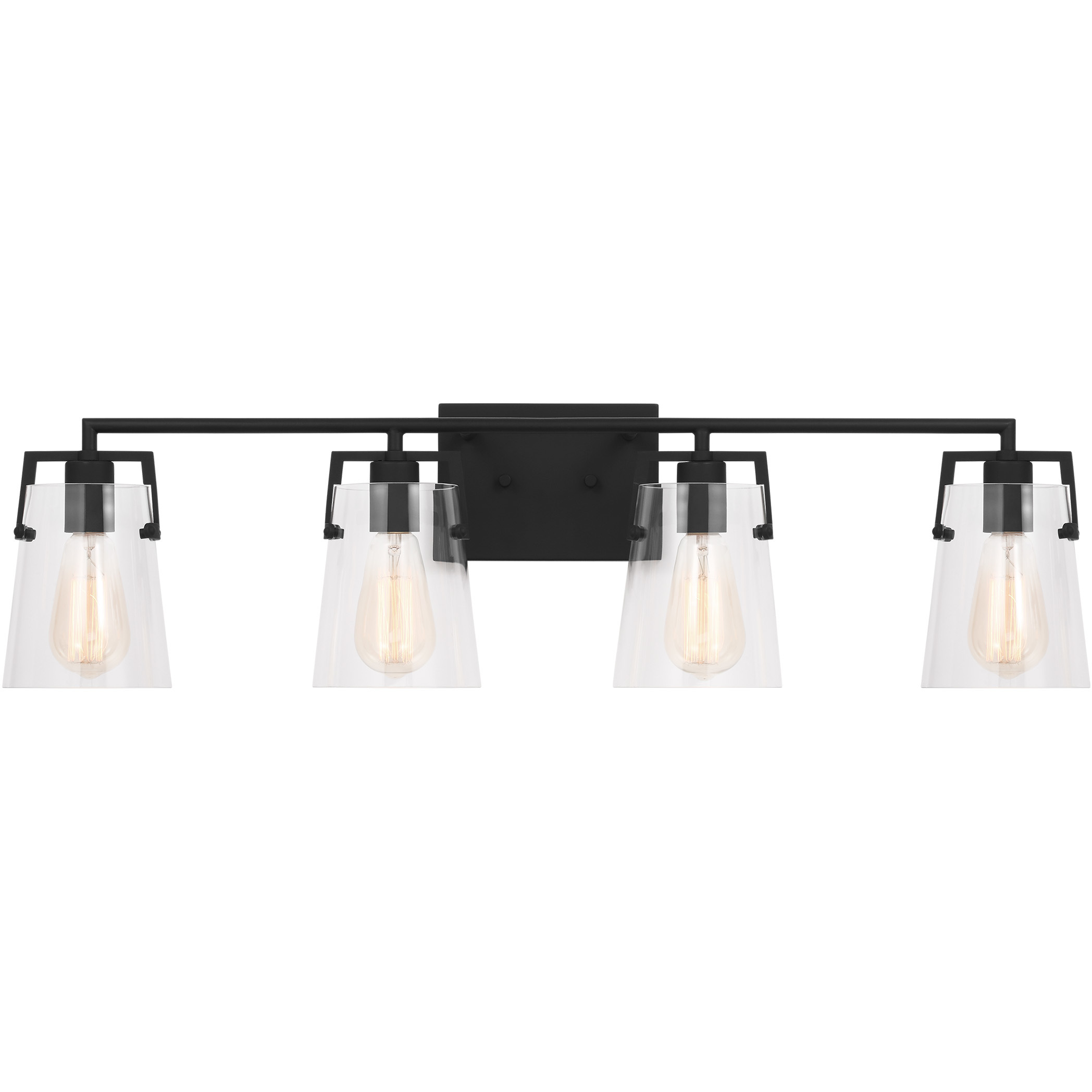 Drew & Jonathan Crofton 4 Light 33.38 inch Midnight Black Wall Bath Fixture Wall Light in Clear Glass