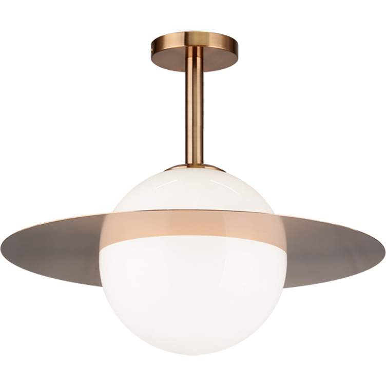 Saturn 1 Light 20 inch Aged Gold Brass and Opal Flush Mount Ceiling Light in Aged Gold Brass and Opal Glass