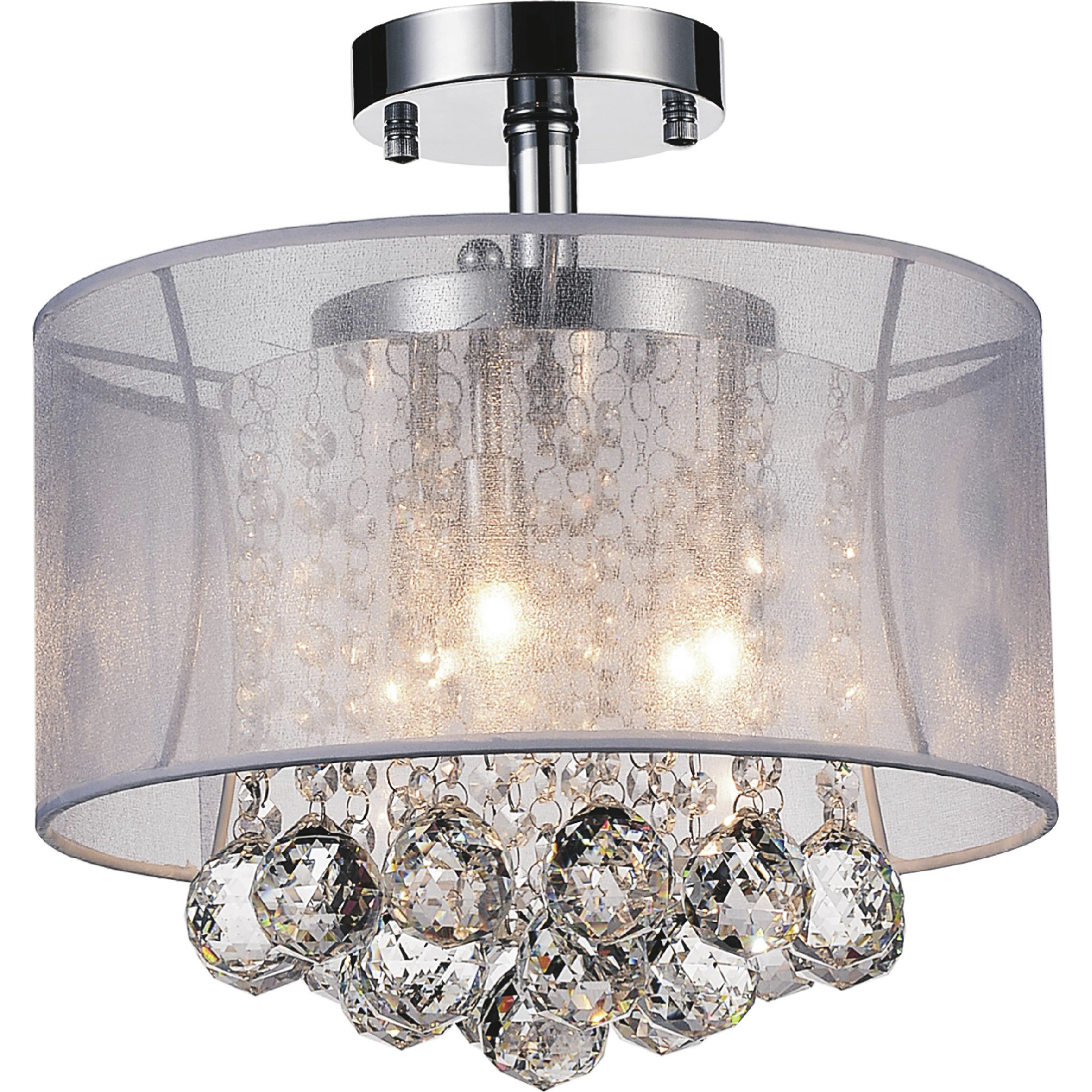 Radiant 3 Light 12 inch Chrome Drum Shade Flush Mount Ceiling Light in White