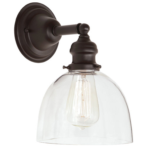 Union Square 1 Light 7 inch Oil Rubbed Bronze Wall Sconce Wall Light in Clear Mouth Blown