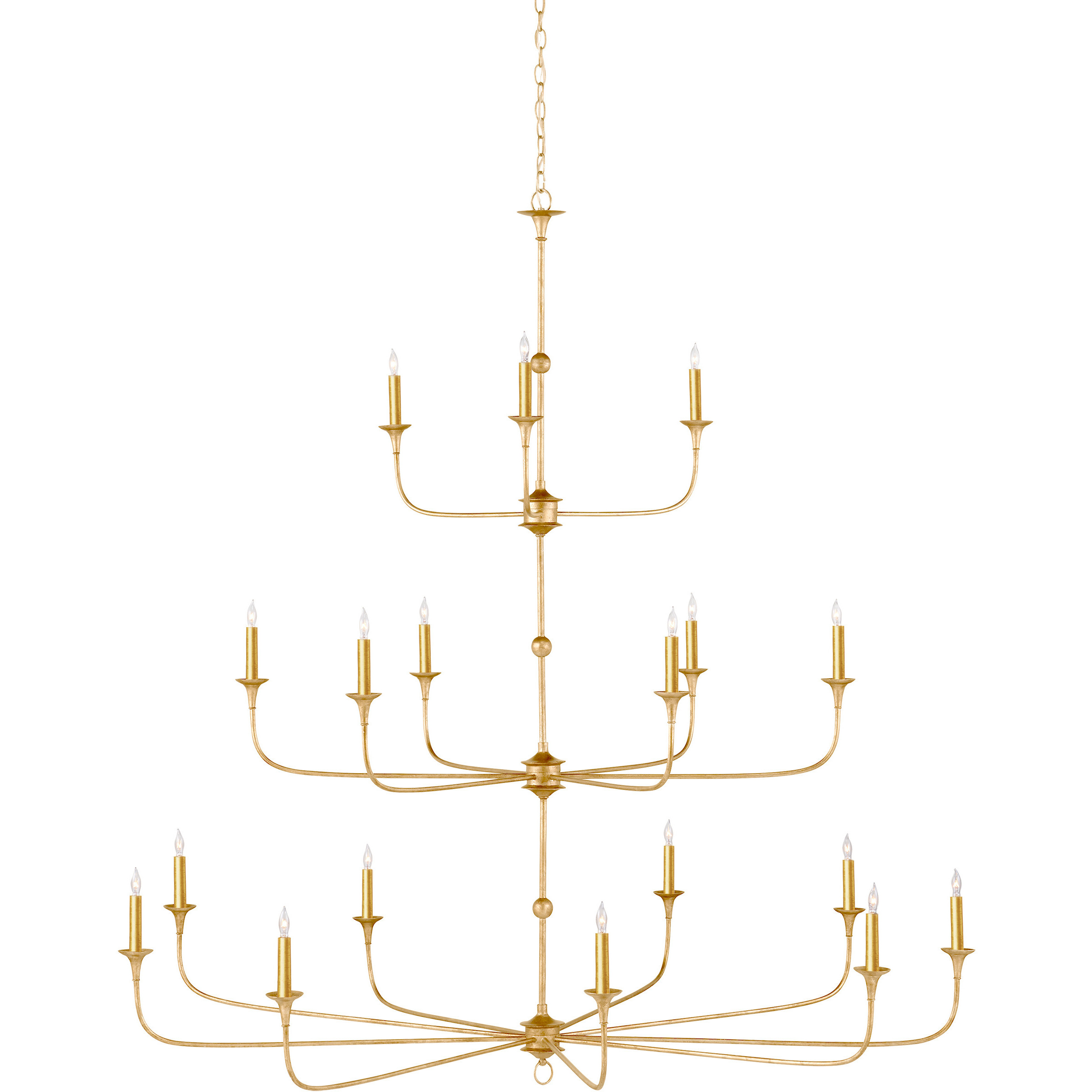 Nottaway 18 Light 60 inch Contemporary Gold Leaf and Contemporary Gold Chandelier Ceiling Light, Grande