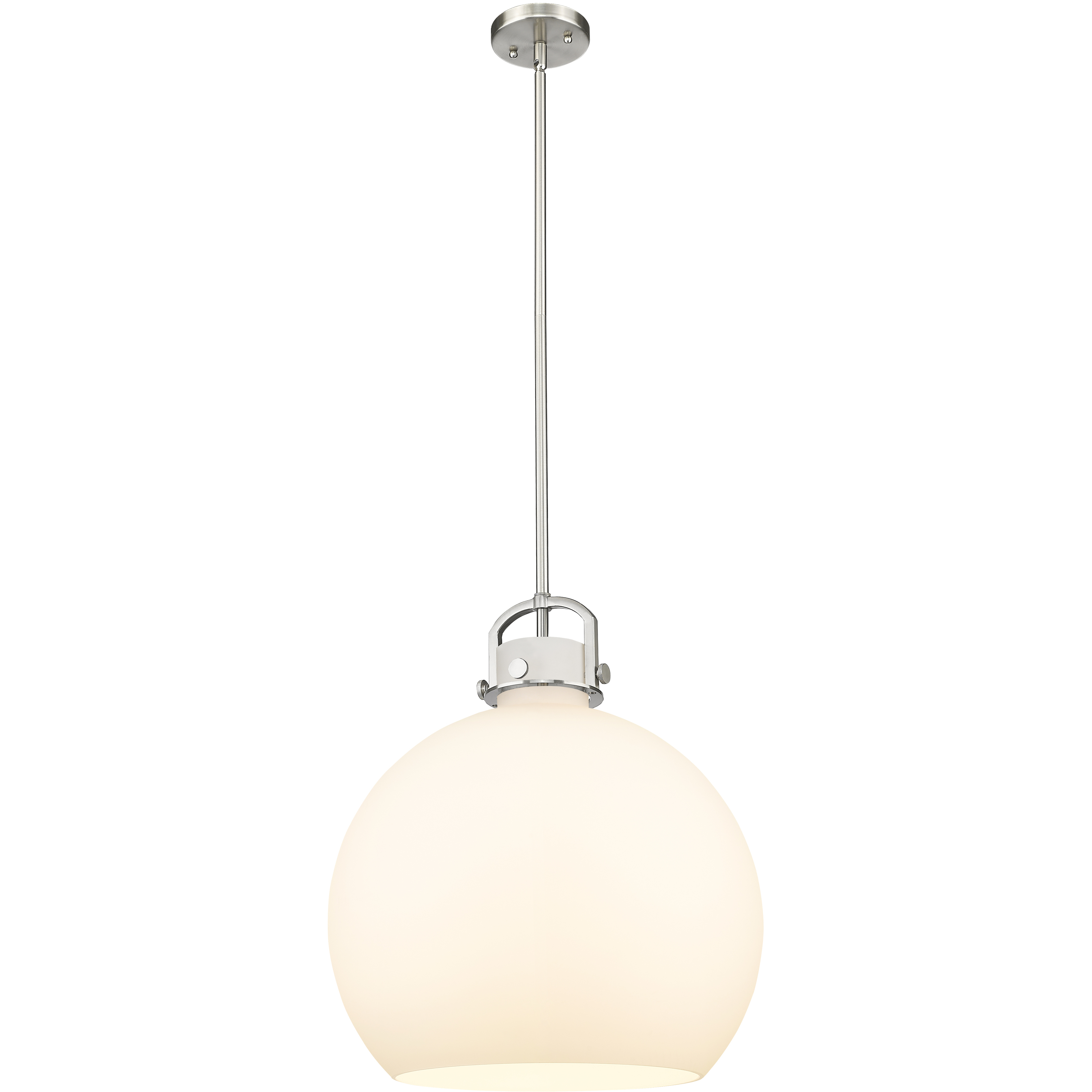 Newton Sphere 1 Light 18 inch Satin Nickel Pendant Ceiling Light in Matte White Glass