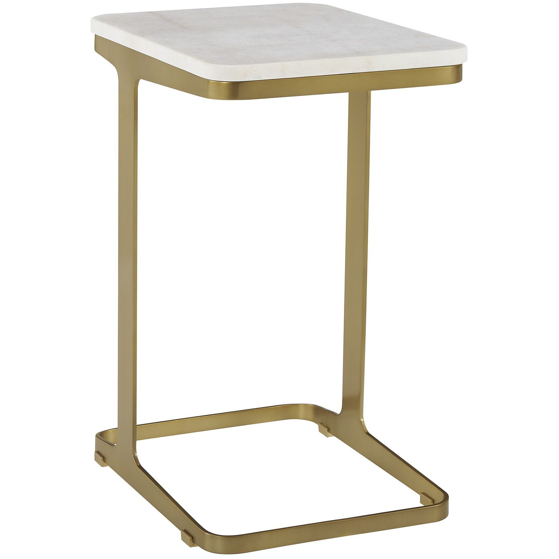 Tylan 21 X 12 inch Warm Brass and White Marble Accent Table