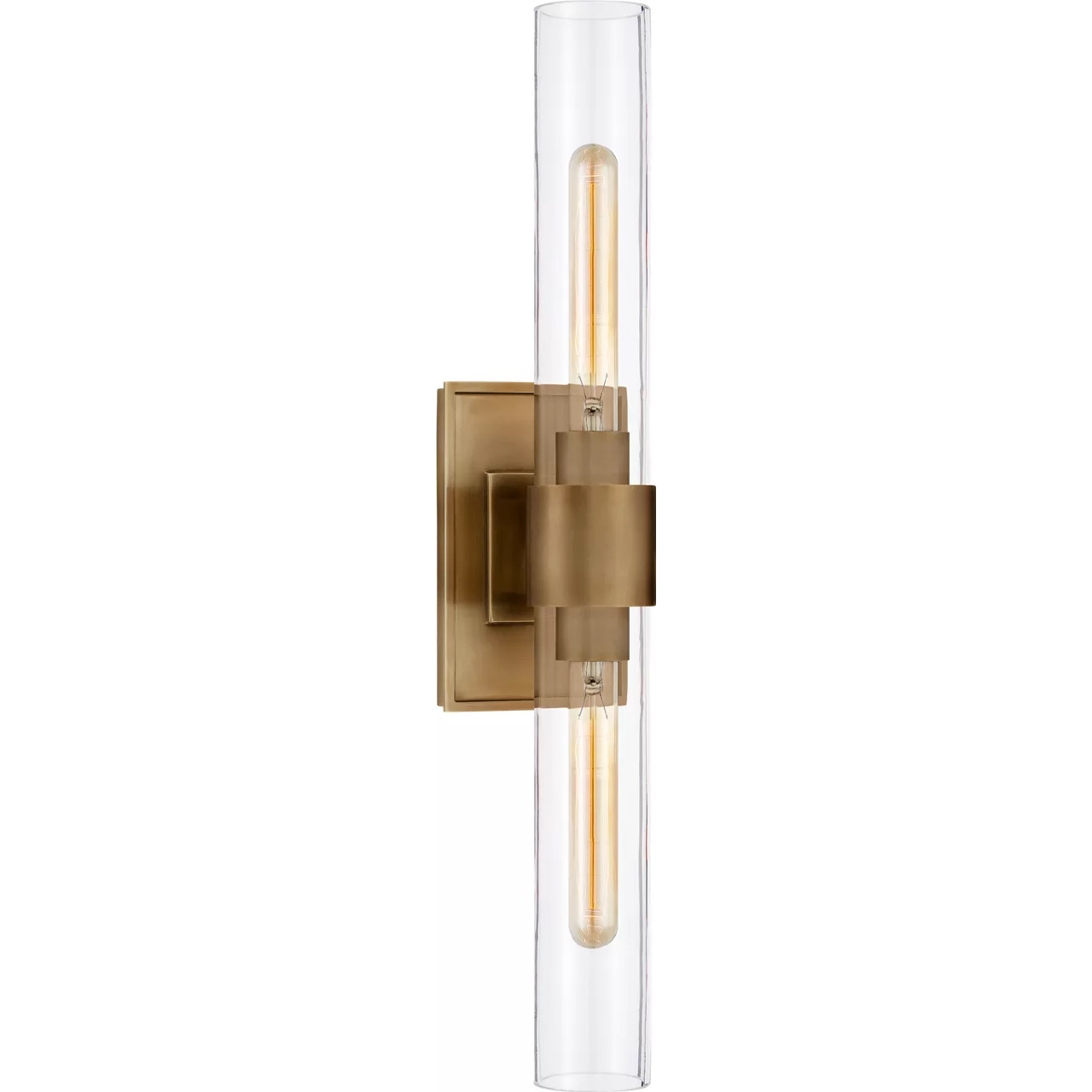 Ian K. Fowler Presidio 2 Light 4.75 inch Hand-Rubbed Antique Brass Double Bath Sconce Wall Light in Clear Glass, Petite