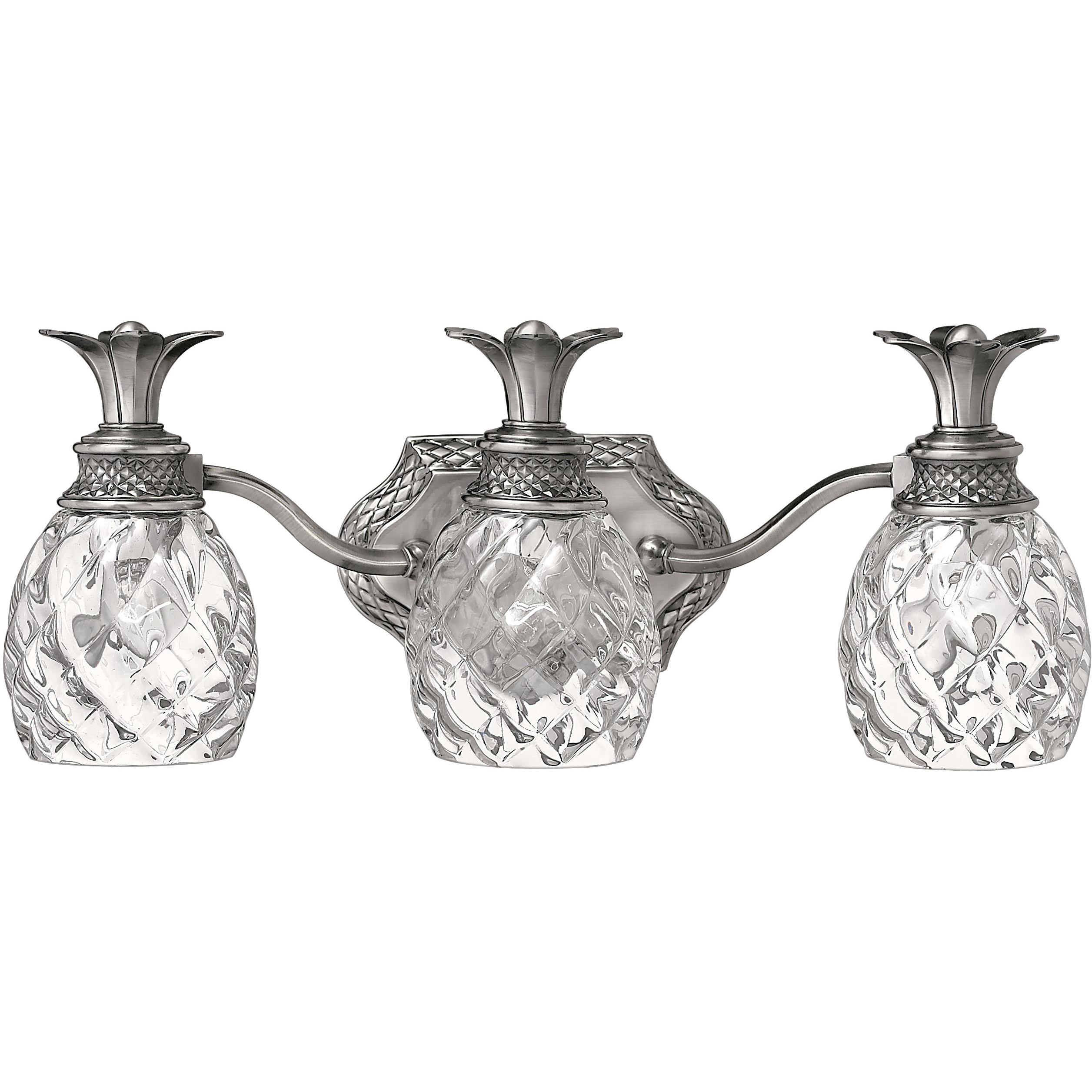 Plantation 3 Light 21 inch Polished Antique Nickel Vanity Light Wall Light