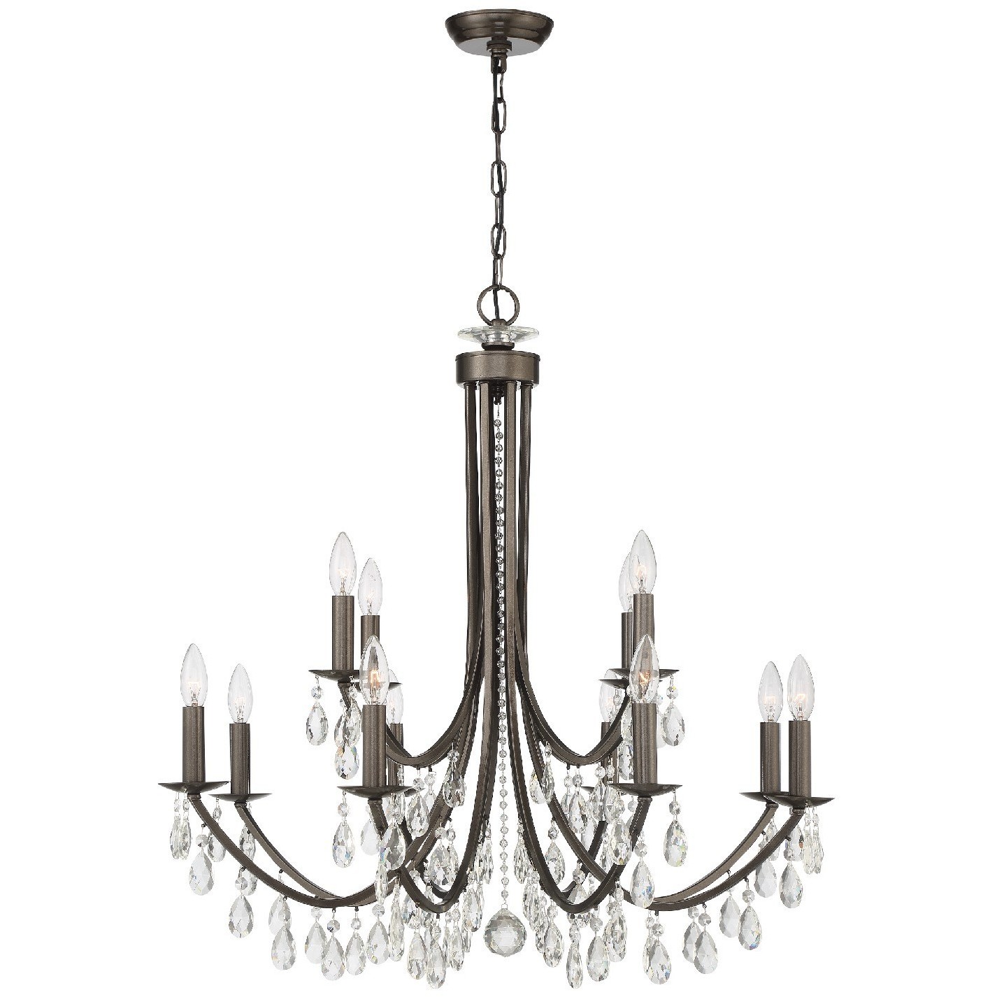 Bridgehampton 12 Light 32 inch Vibrant Bronze Chandelier Ceiling Light in Clear Hand Cut