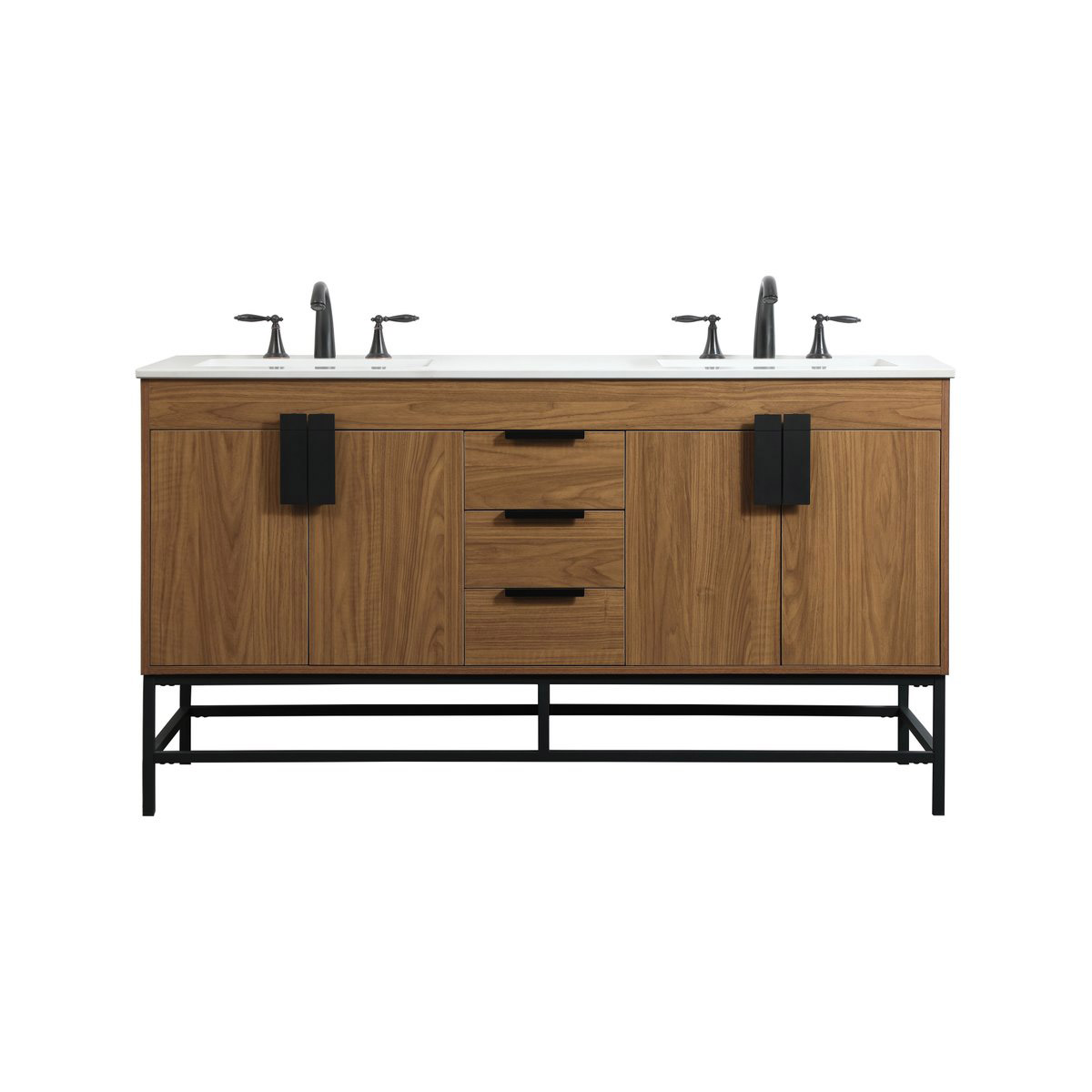 Eugene 60 X 22 X 33.5 inch Walnut Brown Vanity Sink Set