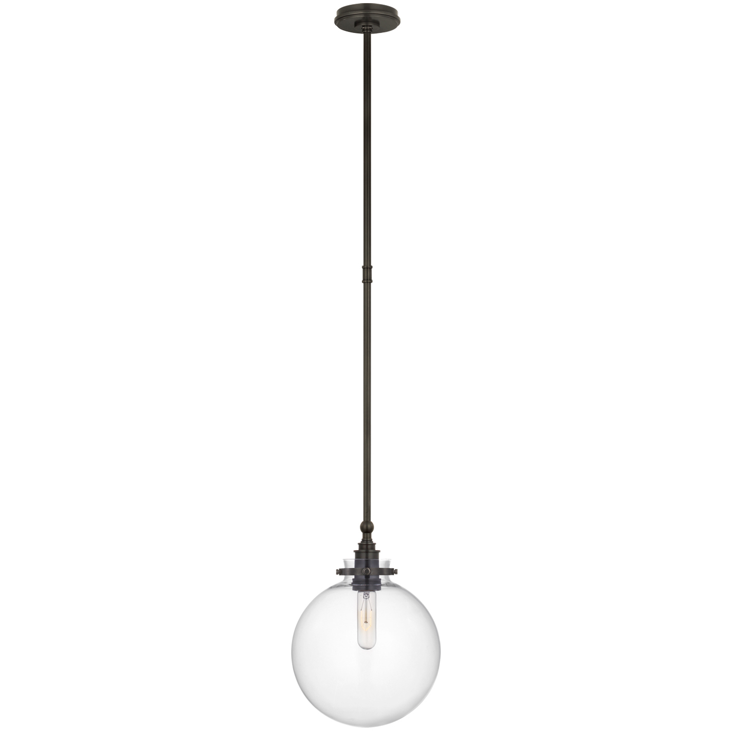Chapman & Myers Parkington LED 10 inch Bronze Globe Pendant Ceiling Light in Clear Glass
