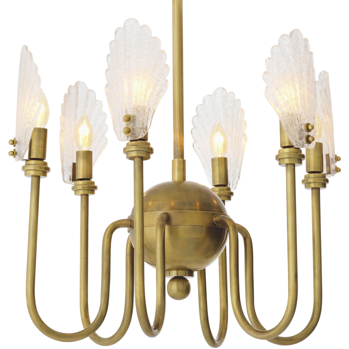 Isabelle 6 Light 20.87 inch Vintage Brass and Handmade Glass Pendant Ceiling Light