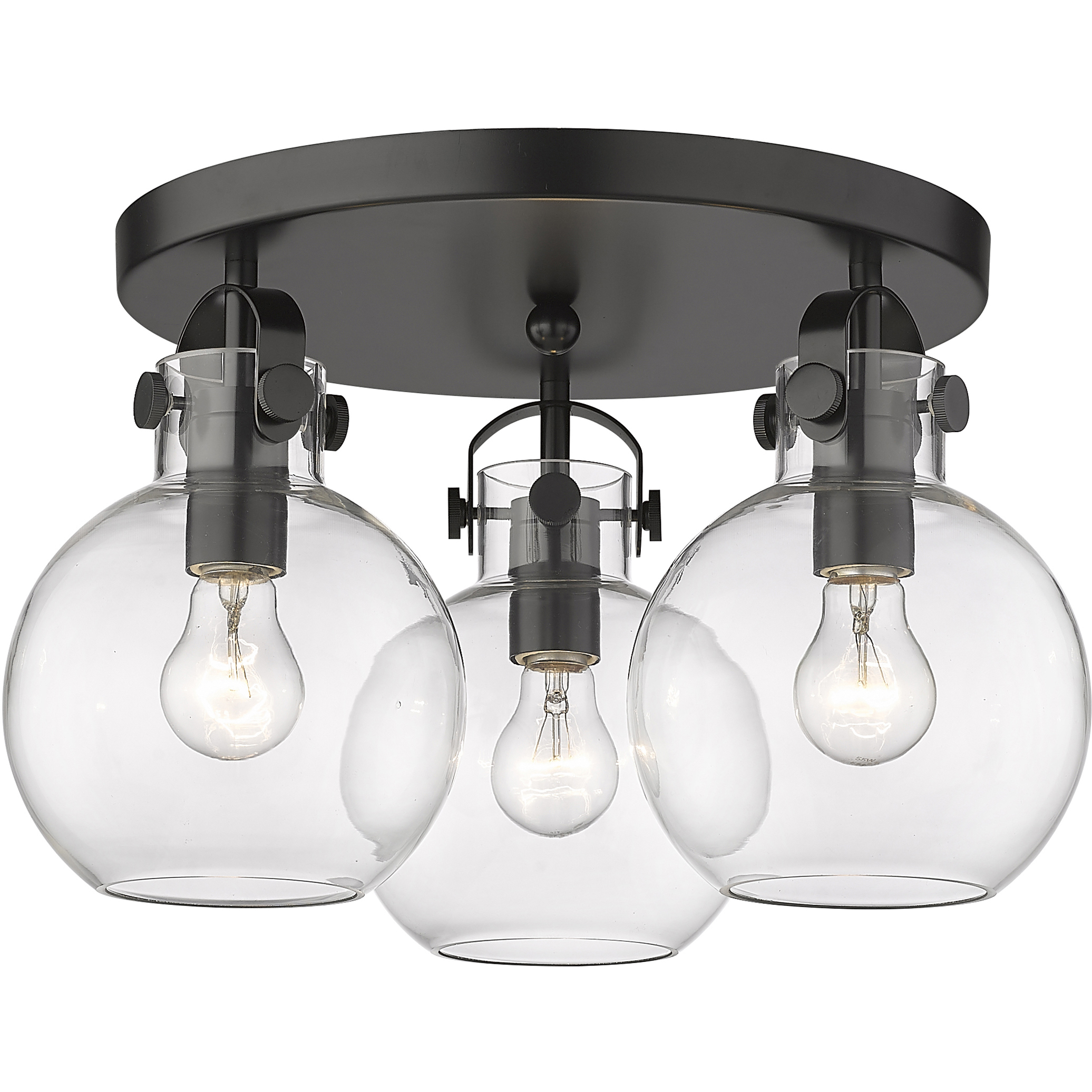 Newton Sphere 3 Light 19.63 inch Matte Black Flush Mount Ceiling Light in Clear Glass