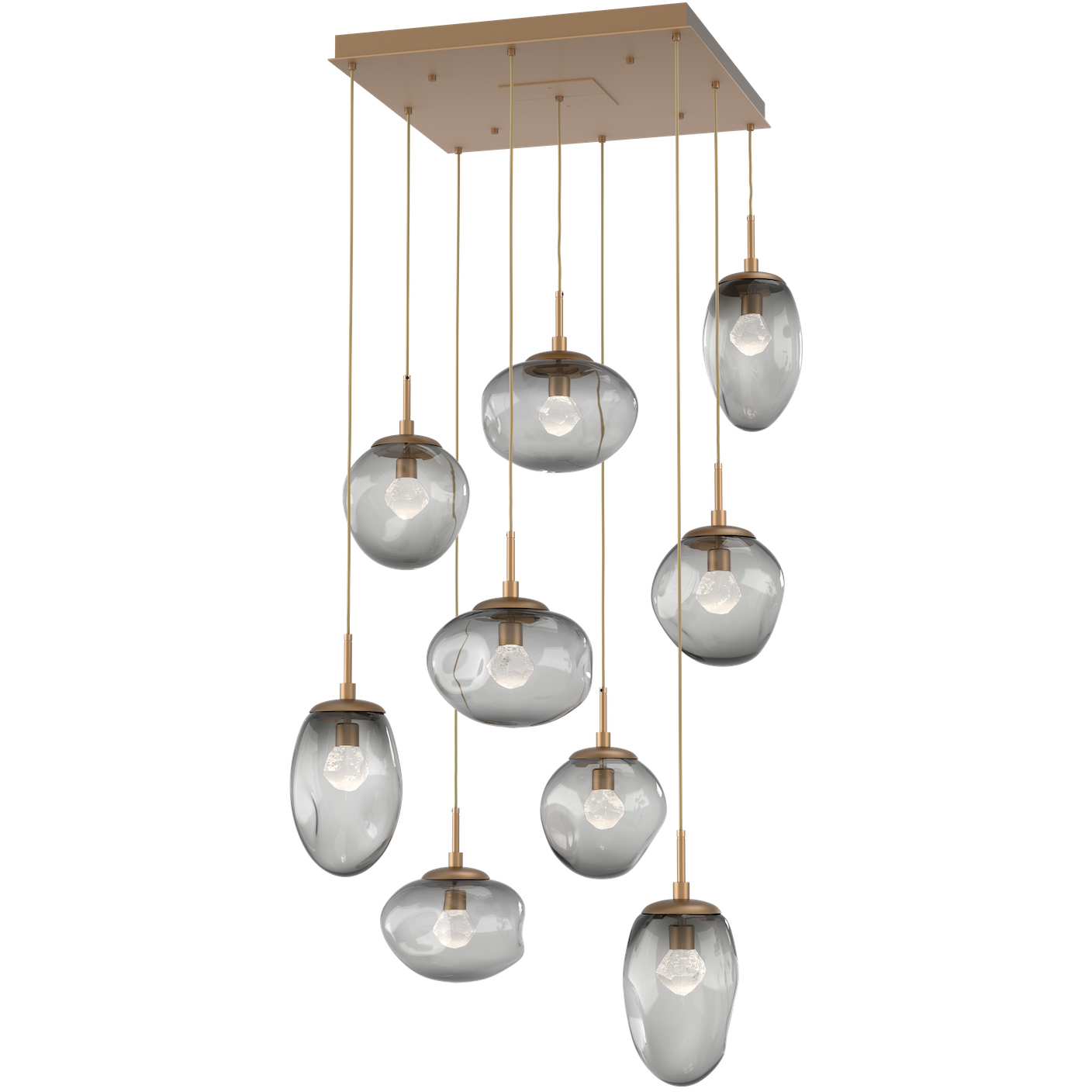 Cosmos LED LED 32 inch Novel Brass Chandelier Ceiling Light, Square Multi-Port