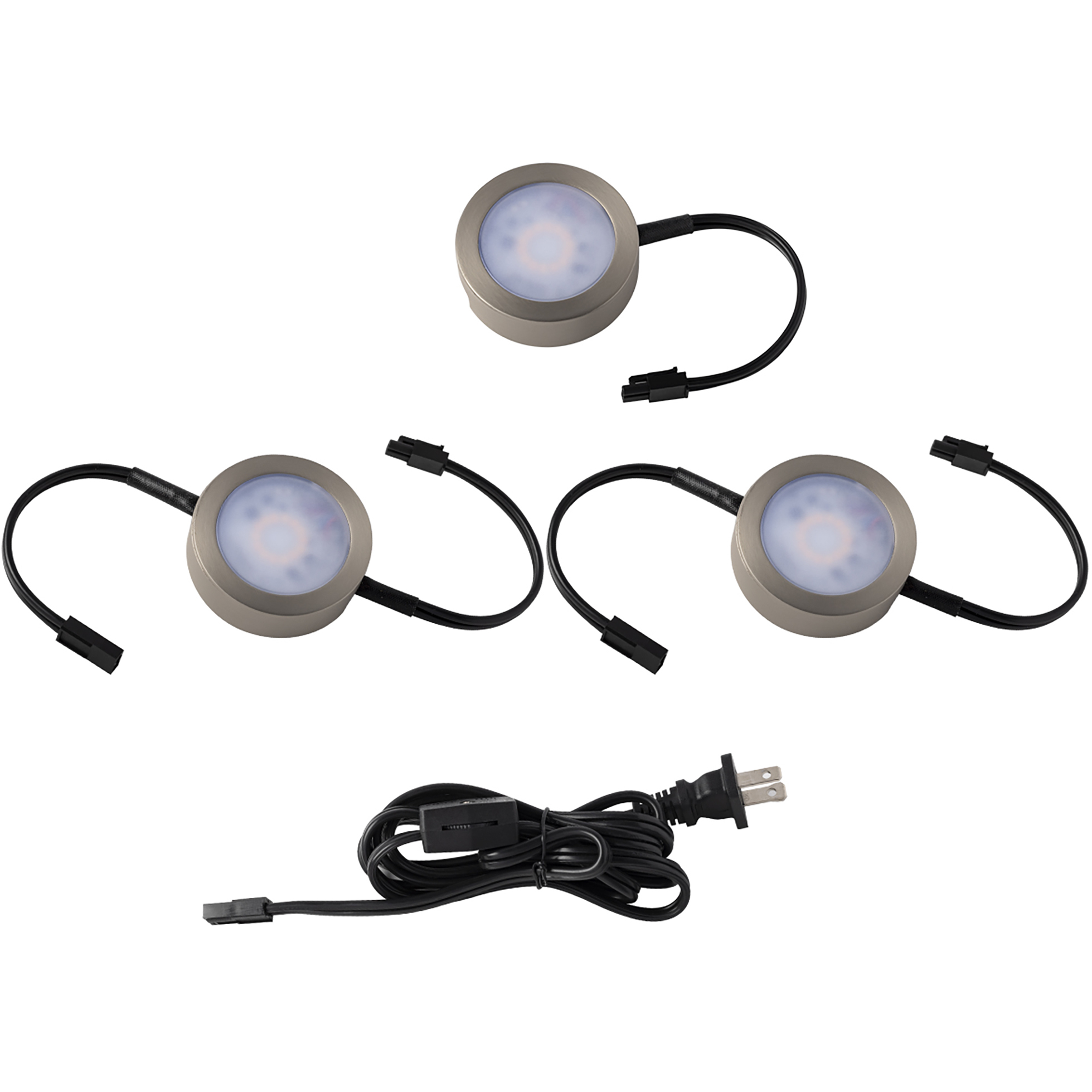 Line Voltage Puck Light LED Brushed Nickel Button Light, WAC Limited