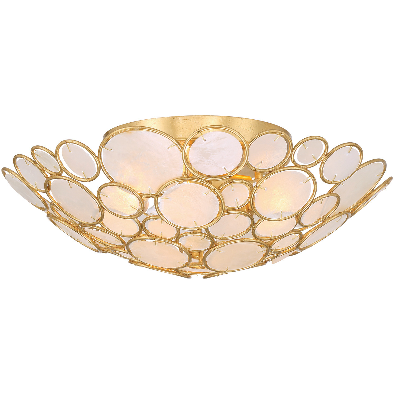 Palla 3 Light 16 inch Antique Gold Semi Flush Ceiling Light