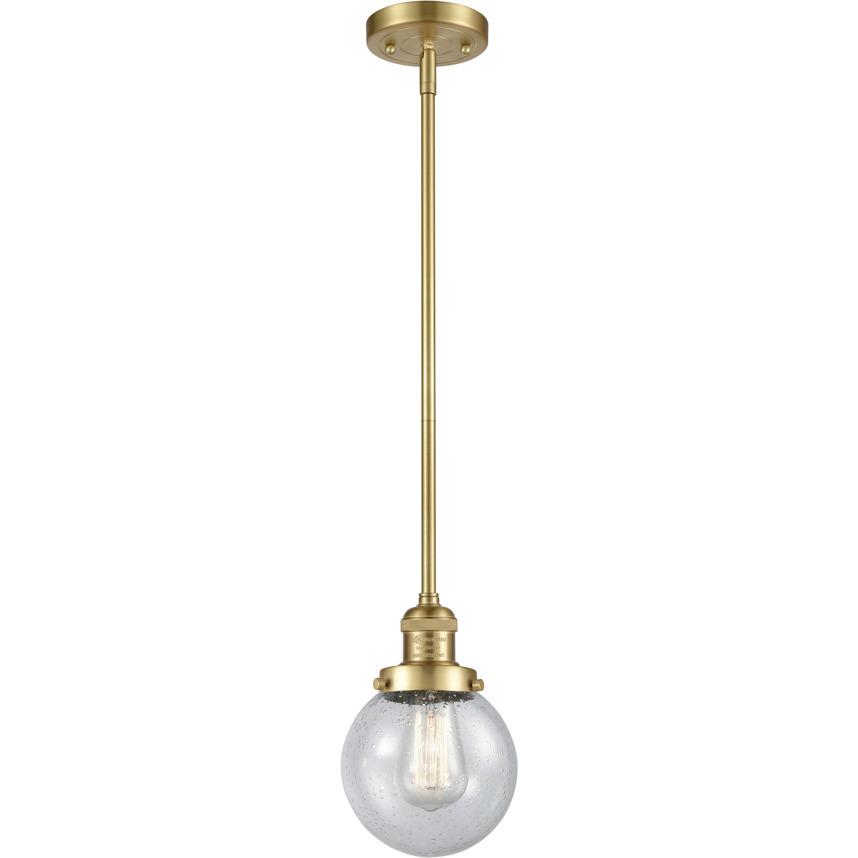 Franklin Restoration Beacon 1 Light 6 inch Satin Gold Mini Pendant Ceiling Light in Incandescent, Seedy, Franklin Restoration