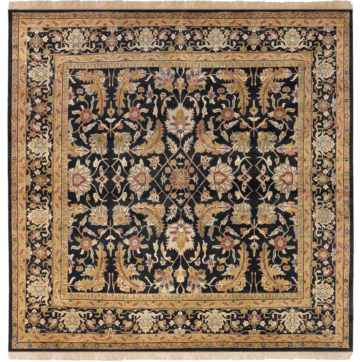 Taj Mahal 96 X 96 inch Black and Yellow Area Rug, Wool