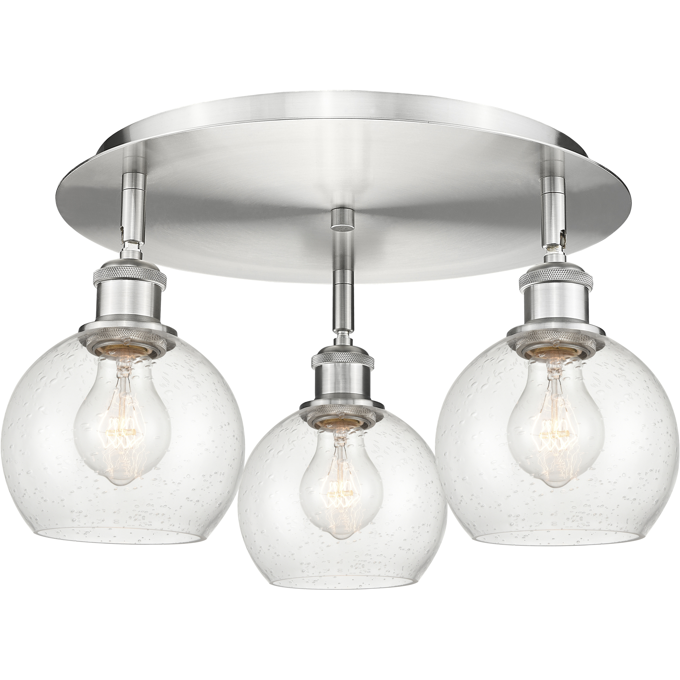 Athens 3 Light 17.75 inch Satin Nickel Flush Mount Ceiling Light in Seedy
