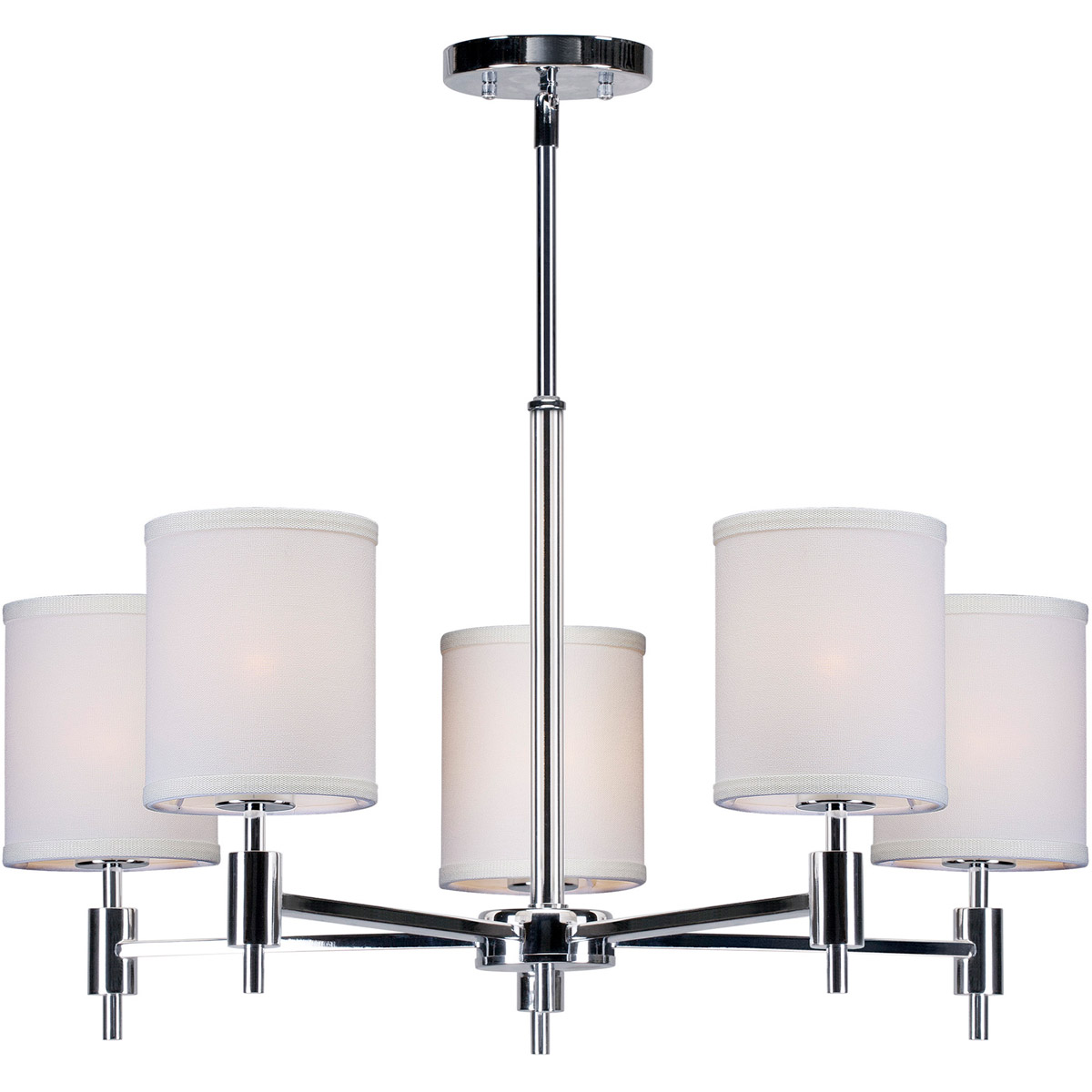 Flo 5 Light 25 inch Chrome Chandelier Ceiling Light, Adapts to Sloped Ceiling