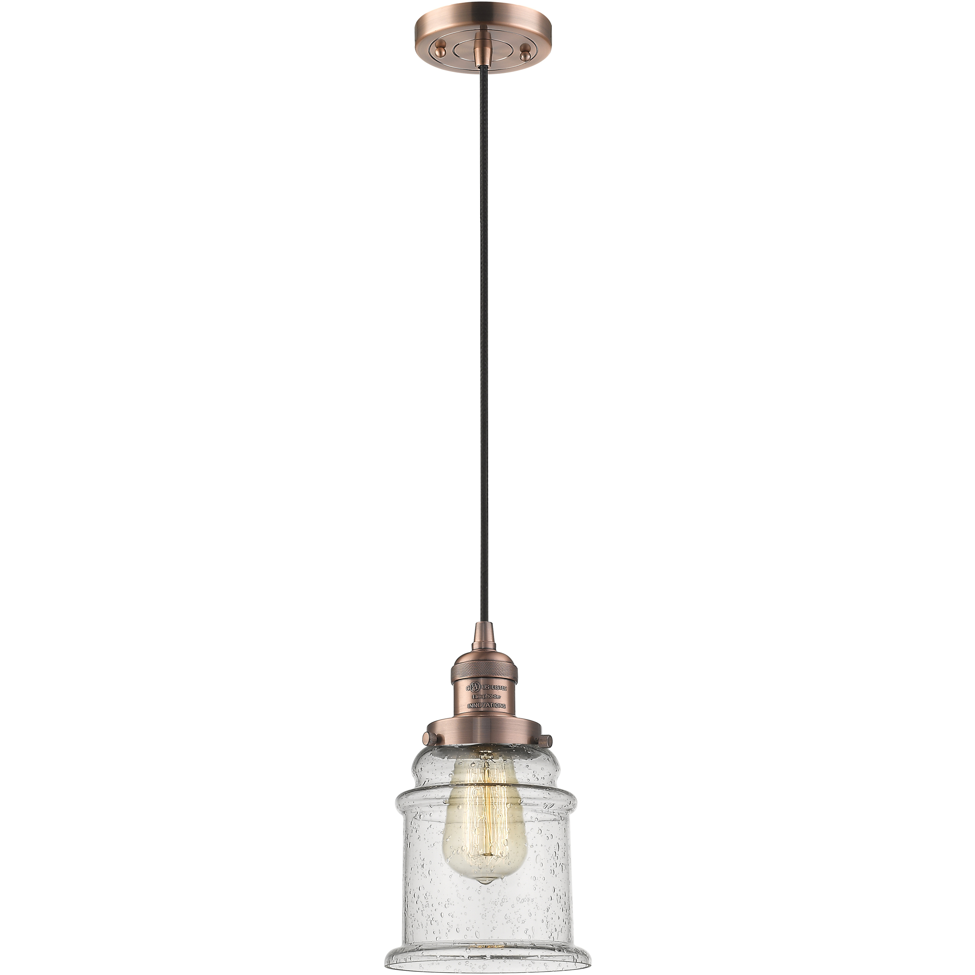 Franklin Restoration Canton 1 Light 6 inch Antique Copper Mini Pendant Ceiling Light in Incandescent, Seedy, Franklin Restoration