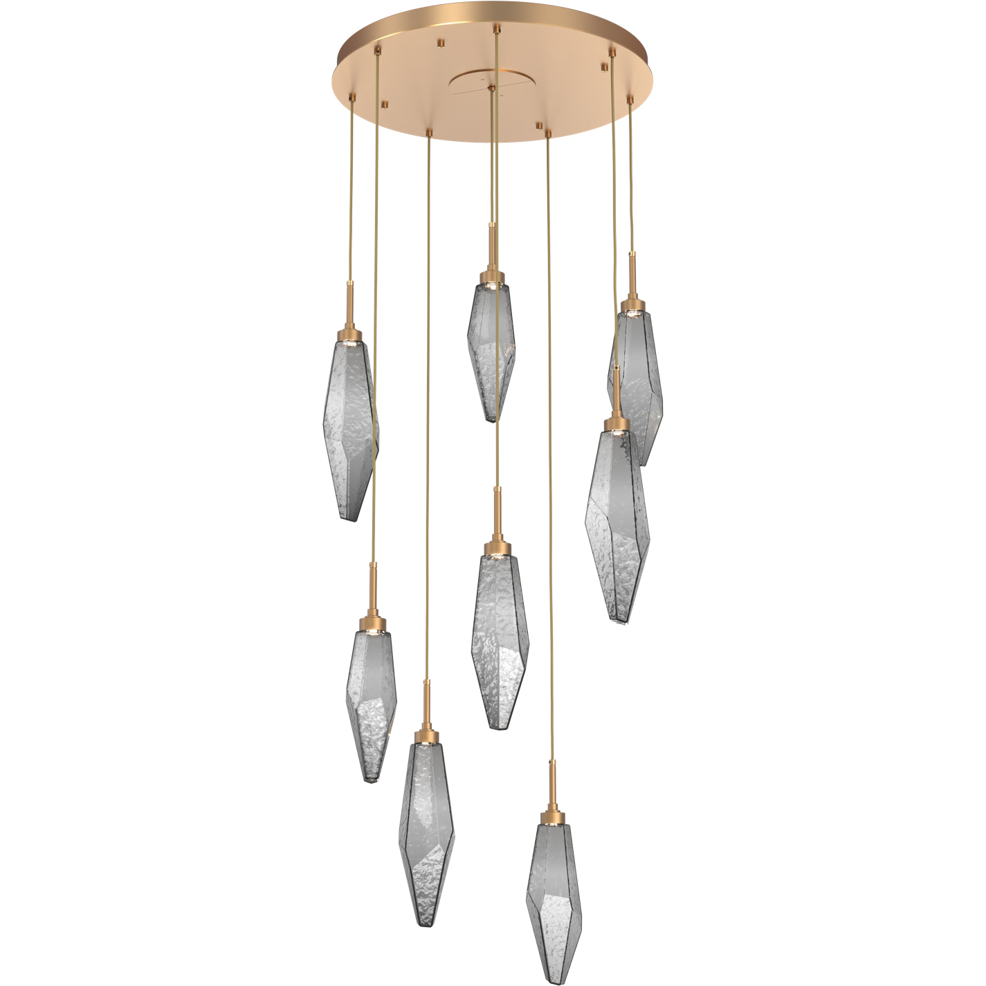 Rock Crystal LED 26.2 inch Novel Brass Chandelier Ceiling Light in Chilled Smoke, 2700K LED, Round Multi-Port