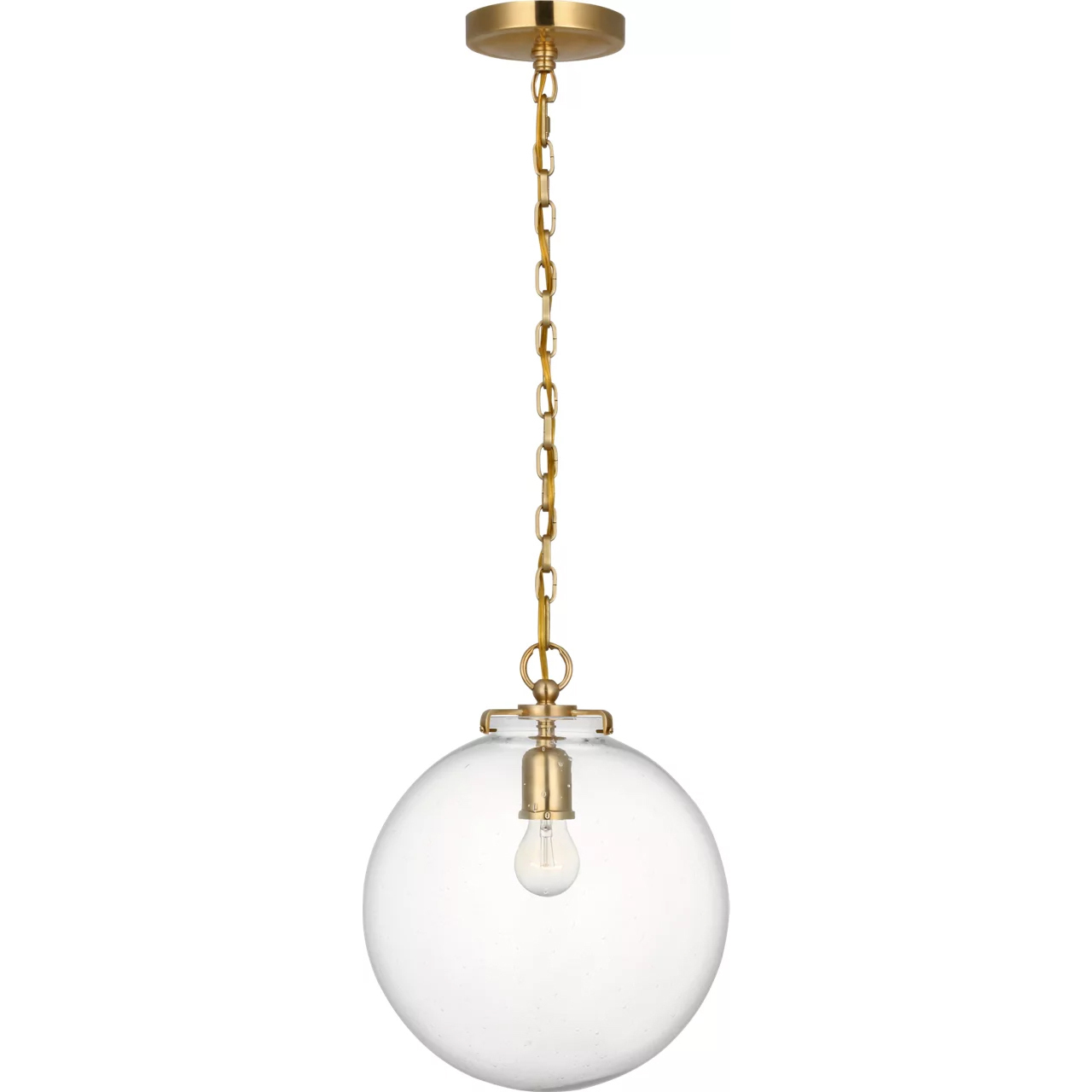 Thomas O'Brien Katie4 1 Light 12 inch Hand-Rubbed Antique Brass Globe Pendant Ceiling Light in Seeded Glass