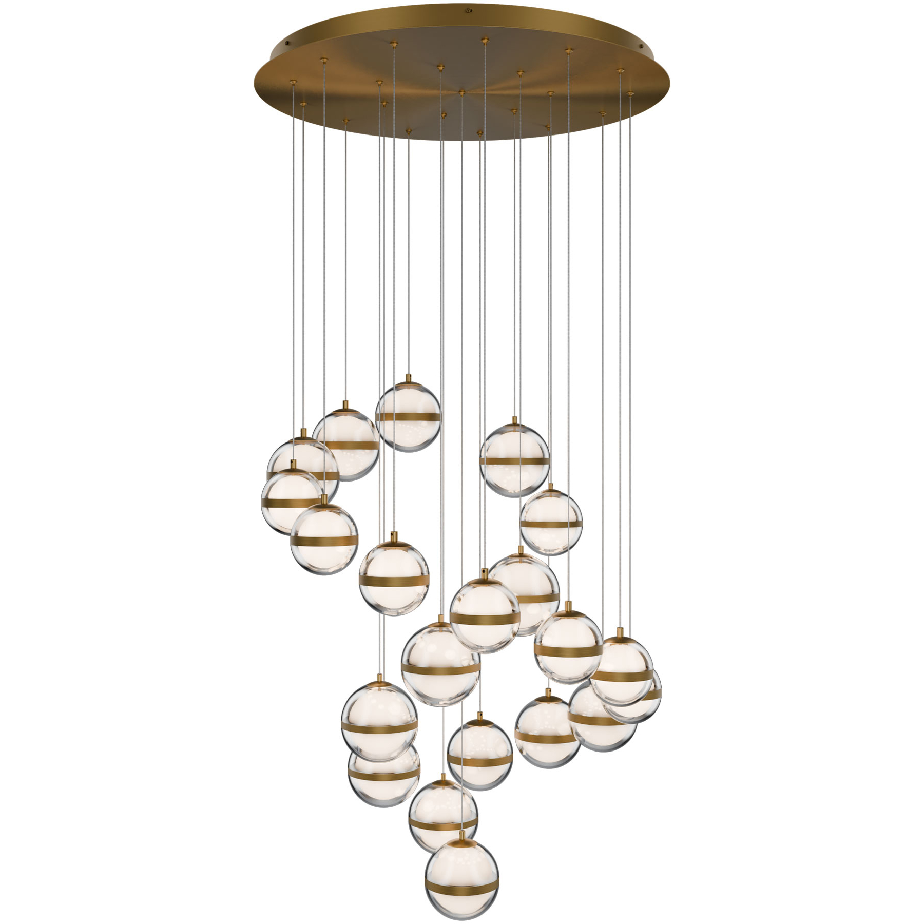 Cyllindra LED 26 inch Aged Brass Chandelier Ceiling Light, dweLED