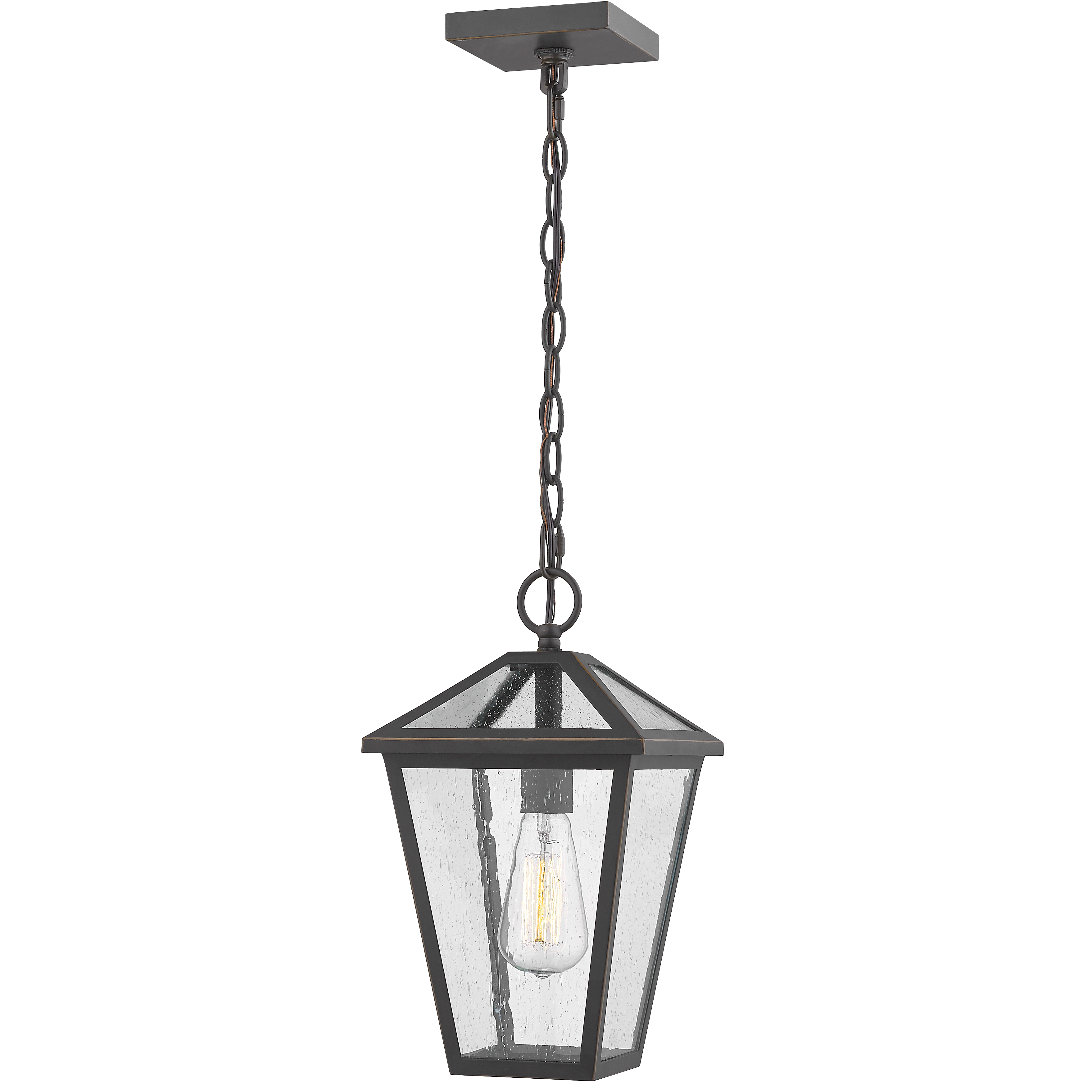 Talbot 1 Light 8.25 inch Oil Rubbed Bronze Outdoor Chain Mount Ceiling Fixture in Seedy Glass