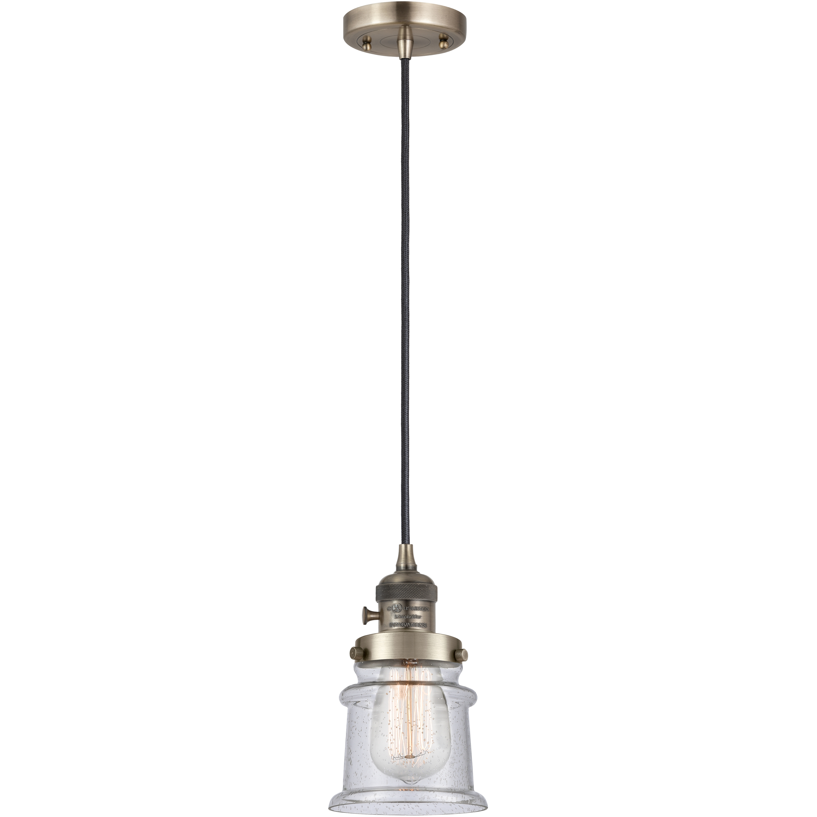 Franklin Restoration Canton 1 Light 6 inch Antique Brass Mini Pendant Ceiling Light in Incandescent, Seedy