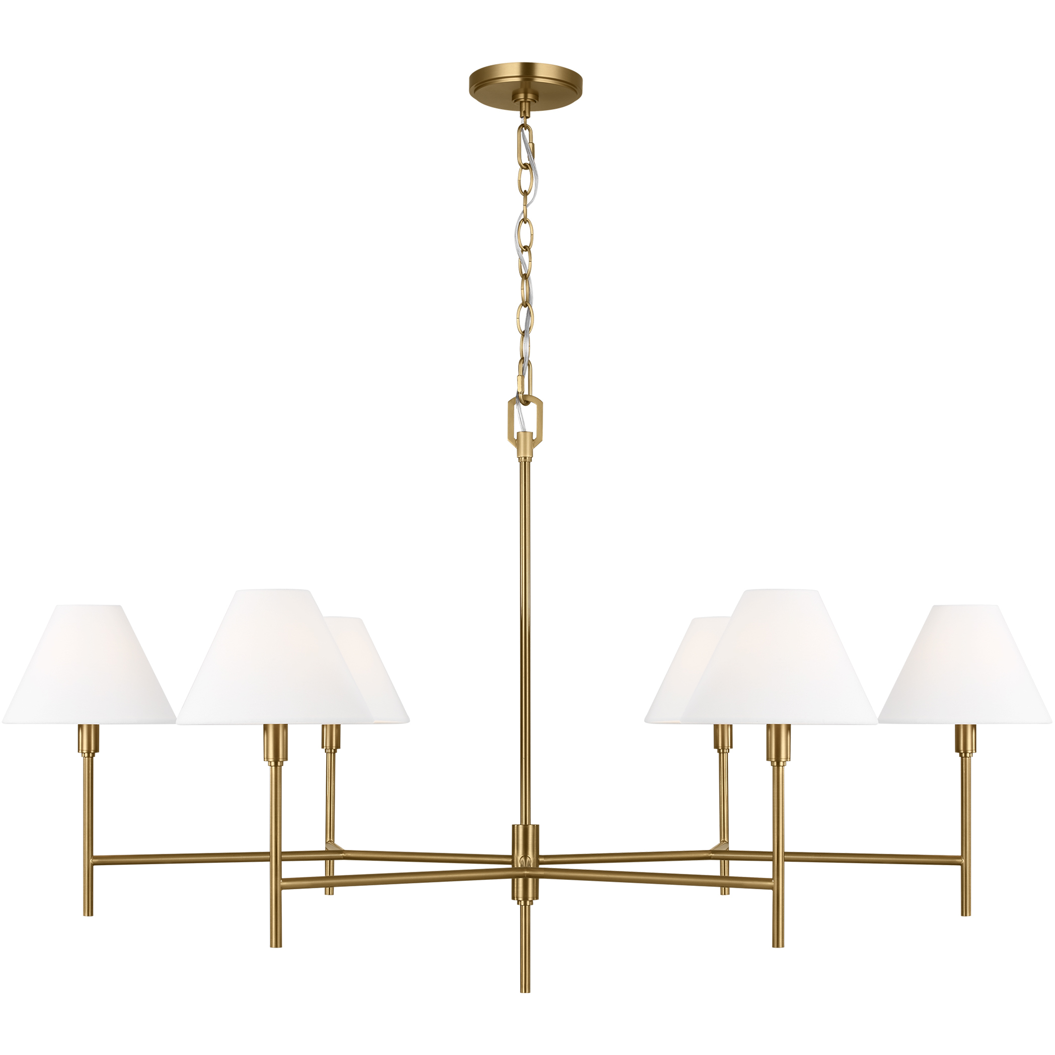 C&M by Chapman & Myers Ridgewood 6 Light 48 inch Burnished Brass Chandelier Ceiling Light