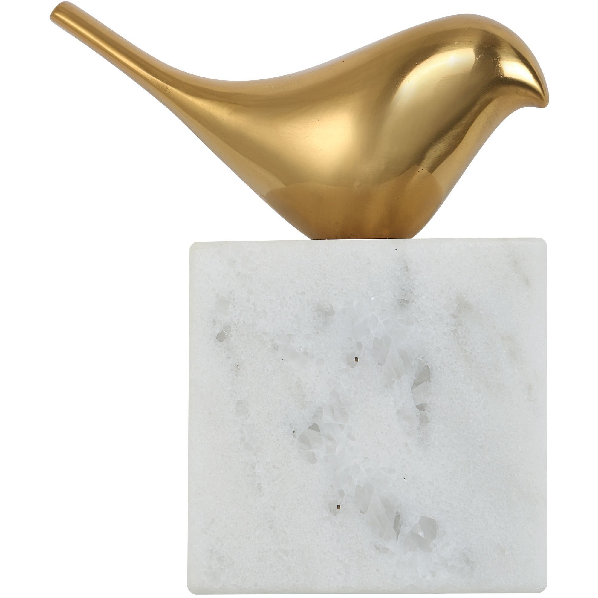 Flying Solid Brass and White Marble Solo Bird Wall D&eacute;cor