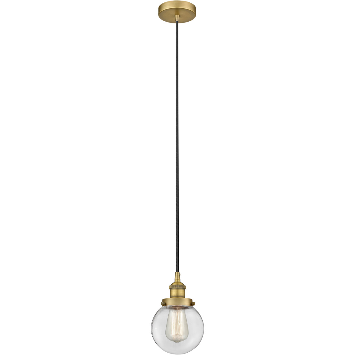 Edison Beacon LED 6 inch Brushed Brass Mini Pendant Ceiling Light
