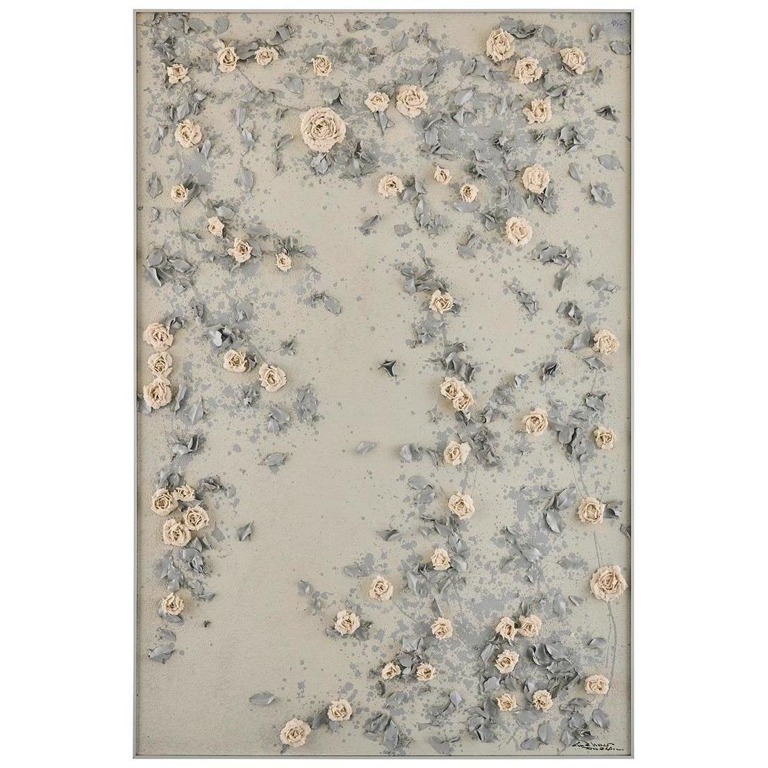LM Zhou's Hanging Rose Garden 71 X 47.5 inch Oils and Original Art