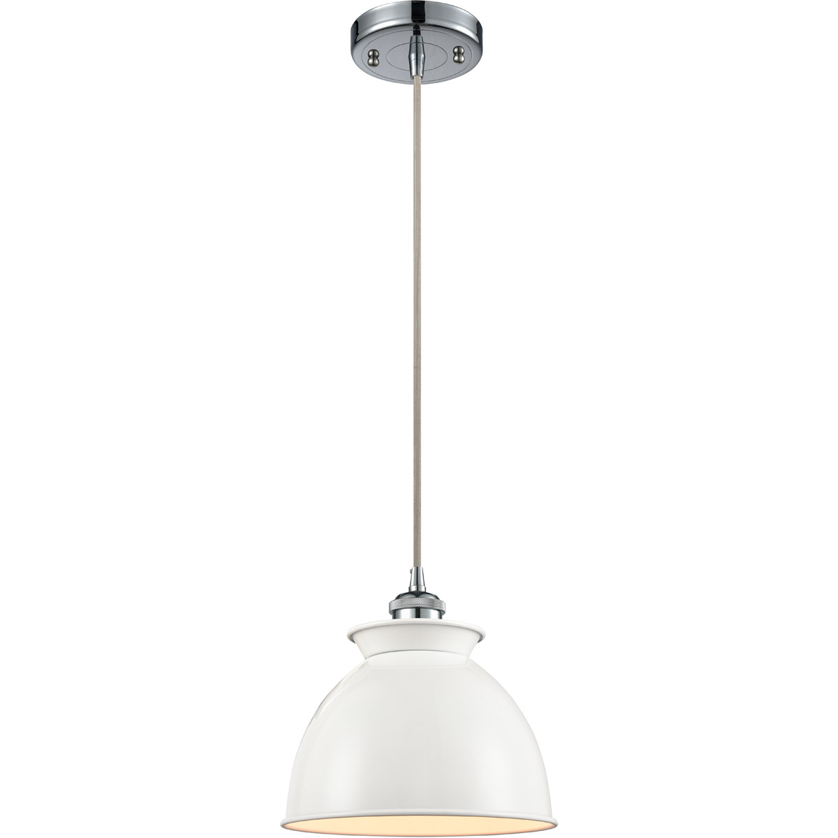 Ballston Adirondack LED 8 inch Black Antique Brass Mini Pendant Ceiling Light in Glossy White, Ballston