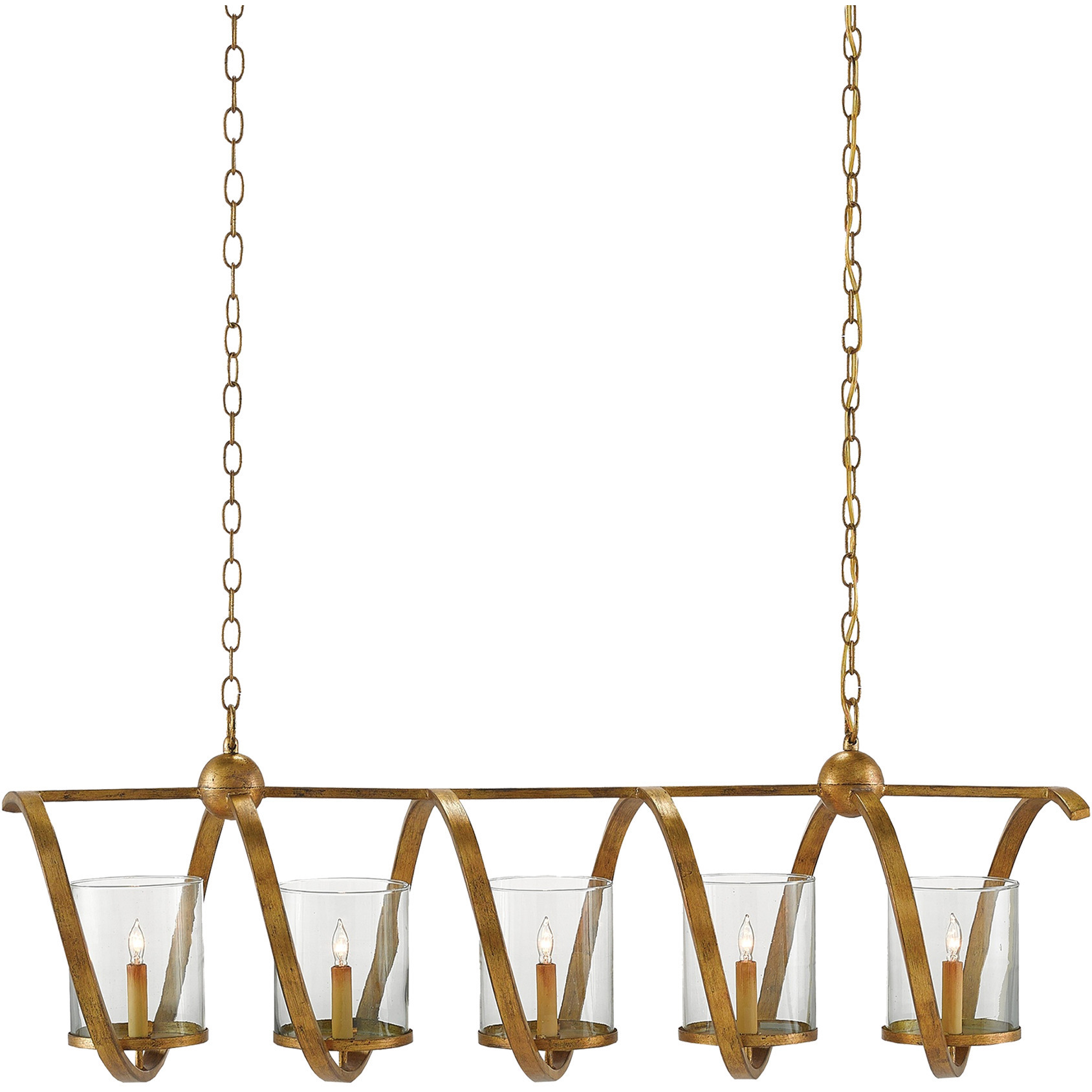 Maximus 5 Light 47 inch Washed Gold Leaf Chandelier Ceiling Light