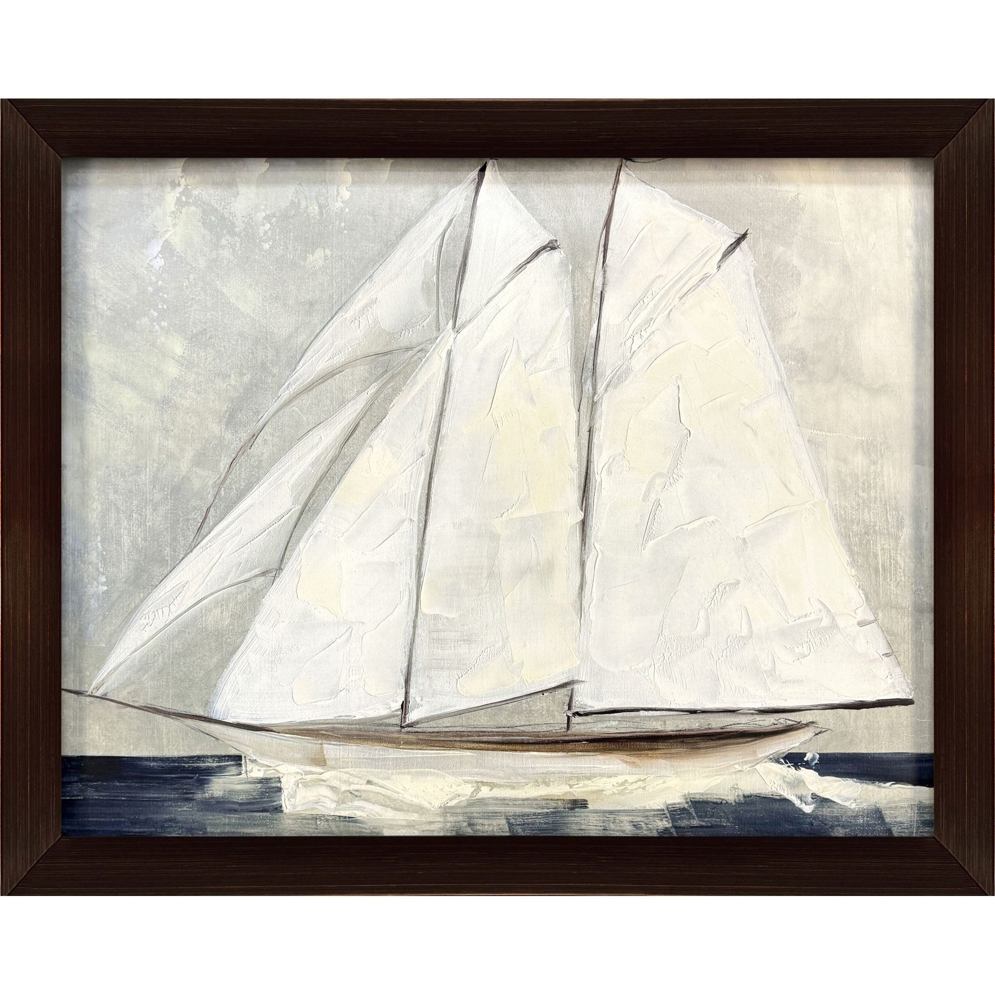Setting Sail Blue and Brown and Beige and Neutral Framed Art, Propac