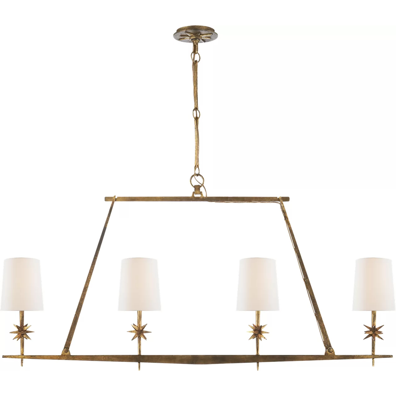Ian K. Fowler Etoile 4 Light 48 inch Gilded Iron Linear Chandelier Ceiling Light in Linen