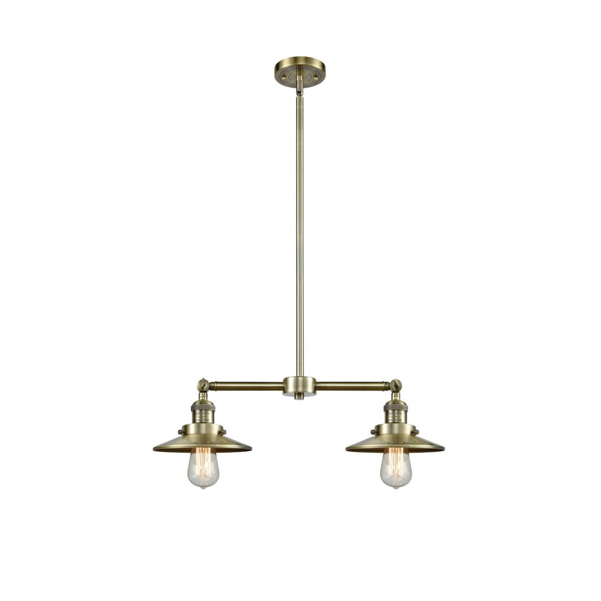 Franklin Restoration Railroad 2 Light 21 inch Antique Brass Chandelier Ceiling Light, Franklin Restoration