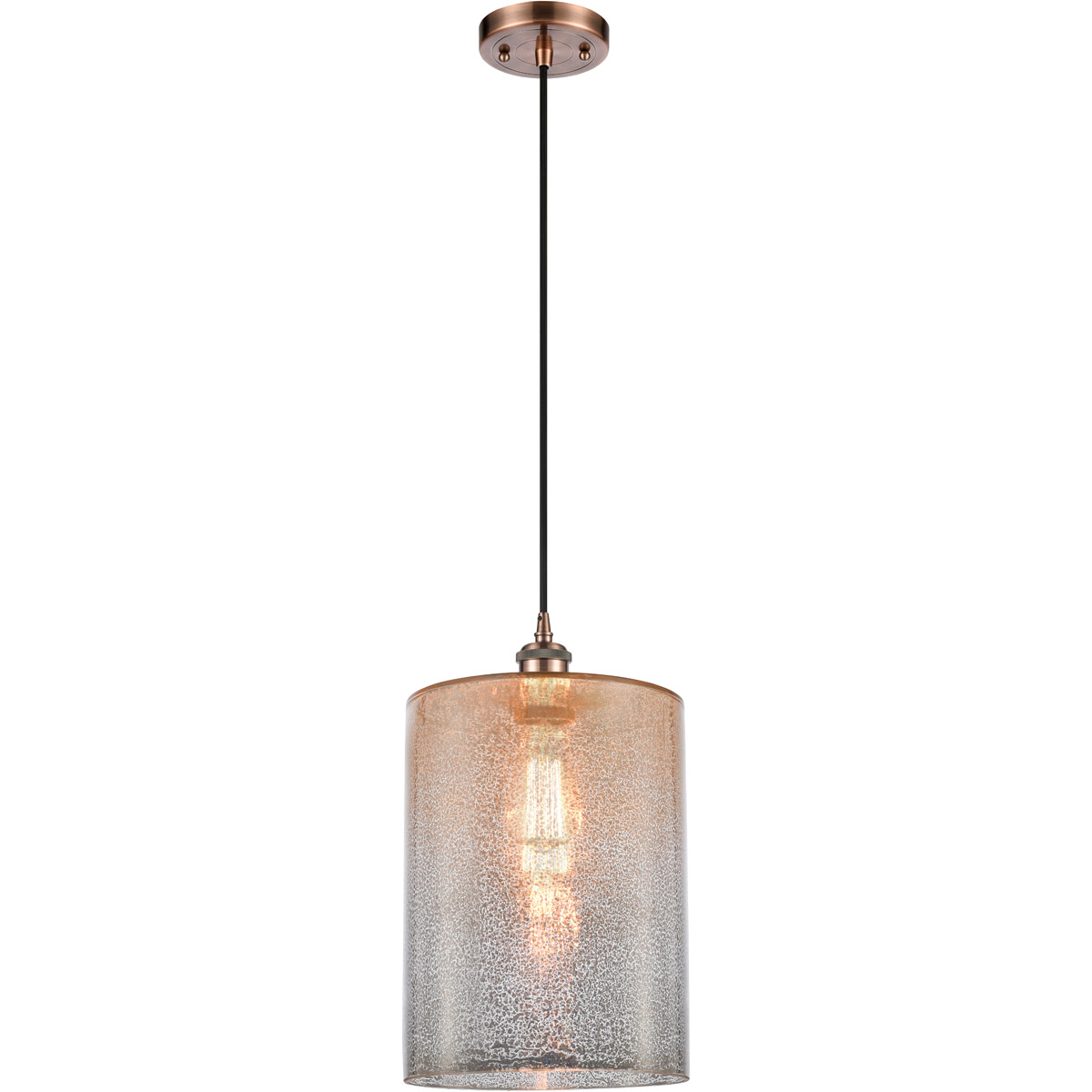 Ballston Large Cobbleskill 1 Light 9 inch Antique Copper Mini Pendant Ceiling Light in Mercury Glass, Ballston