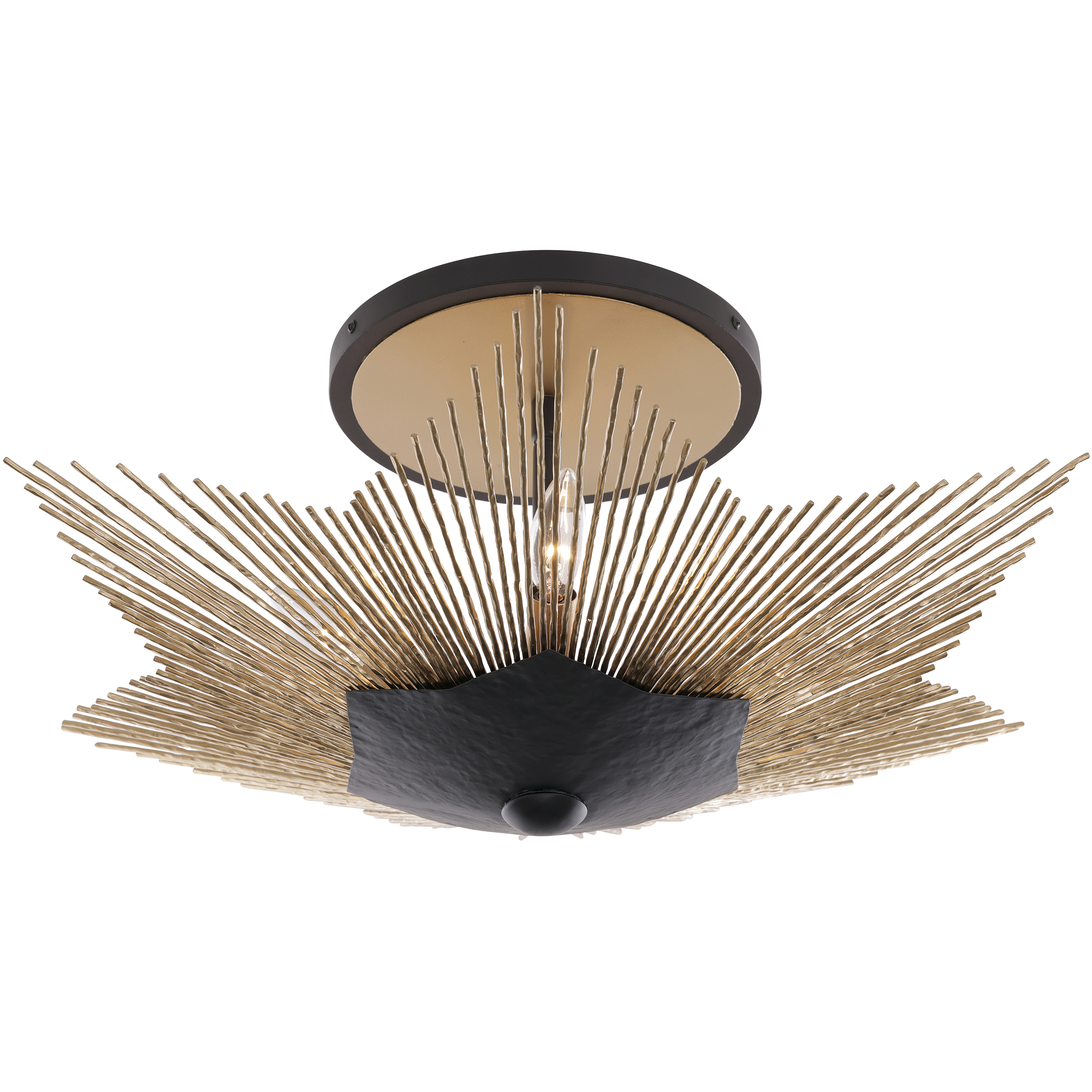 Aristocrat 3 Light 20 inch Dark Bronze and French Gold Semi Flush Mount Ceiling Light