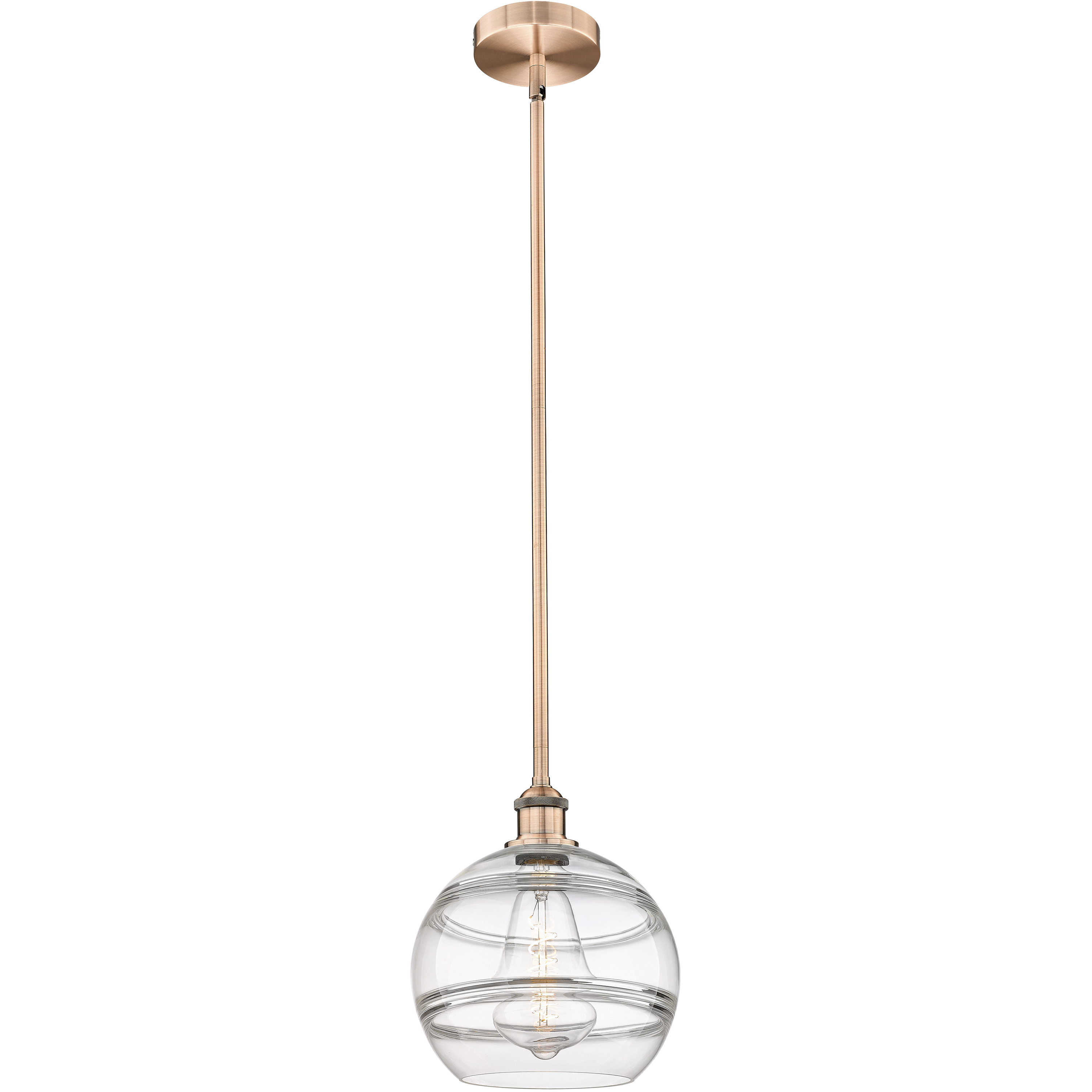 Edison Rochester 1 Light 10 inch Antique Copper Stem Hung Mini Pendant Ceiling Light