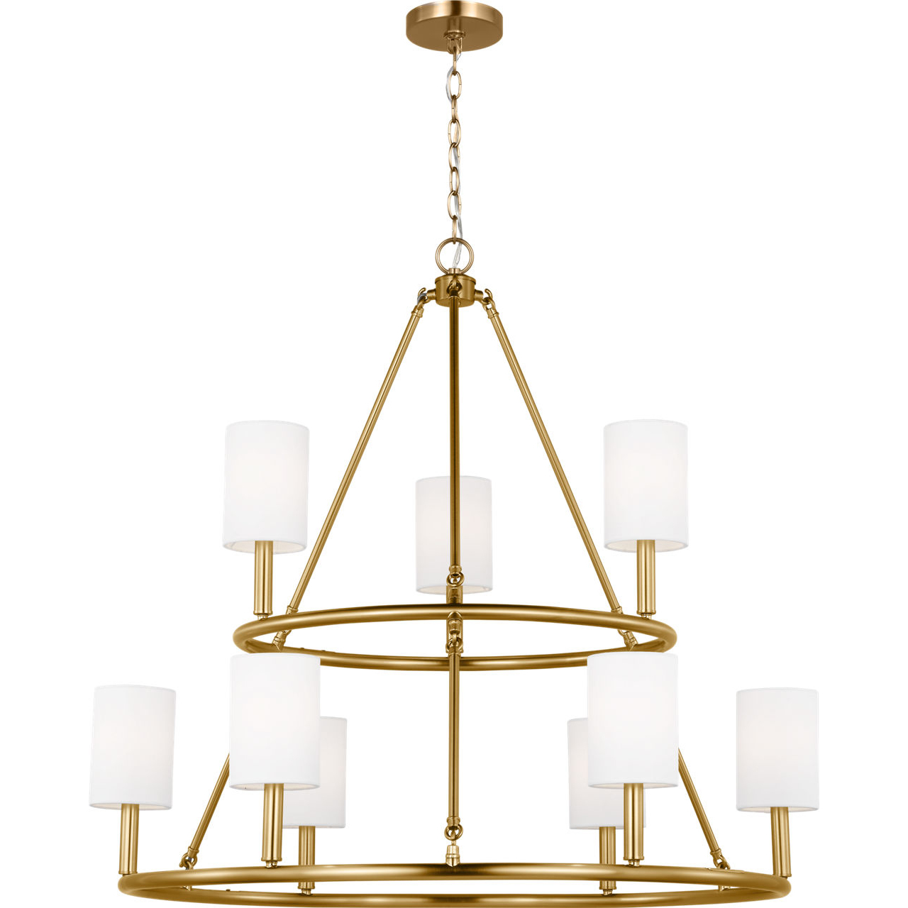 Drew & Jonathan Egmont 9 Light 36 inch Satin Brass Chandelier Ceiling Light