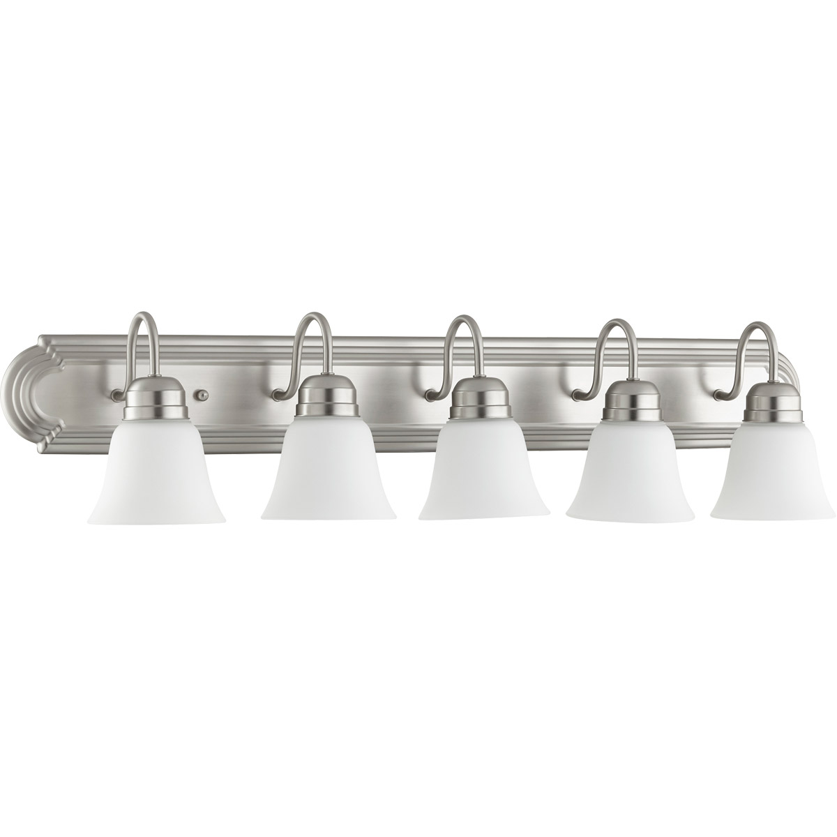 Fort Worth 5 Light 36 inch Satin Nickel Vanity Light Wall Light in Satin Opal