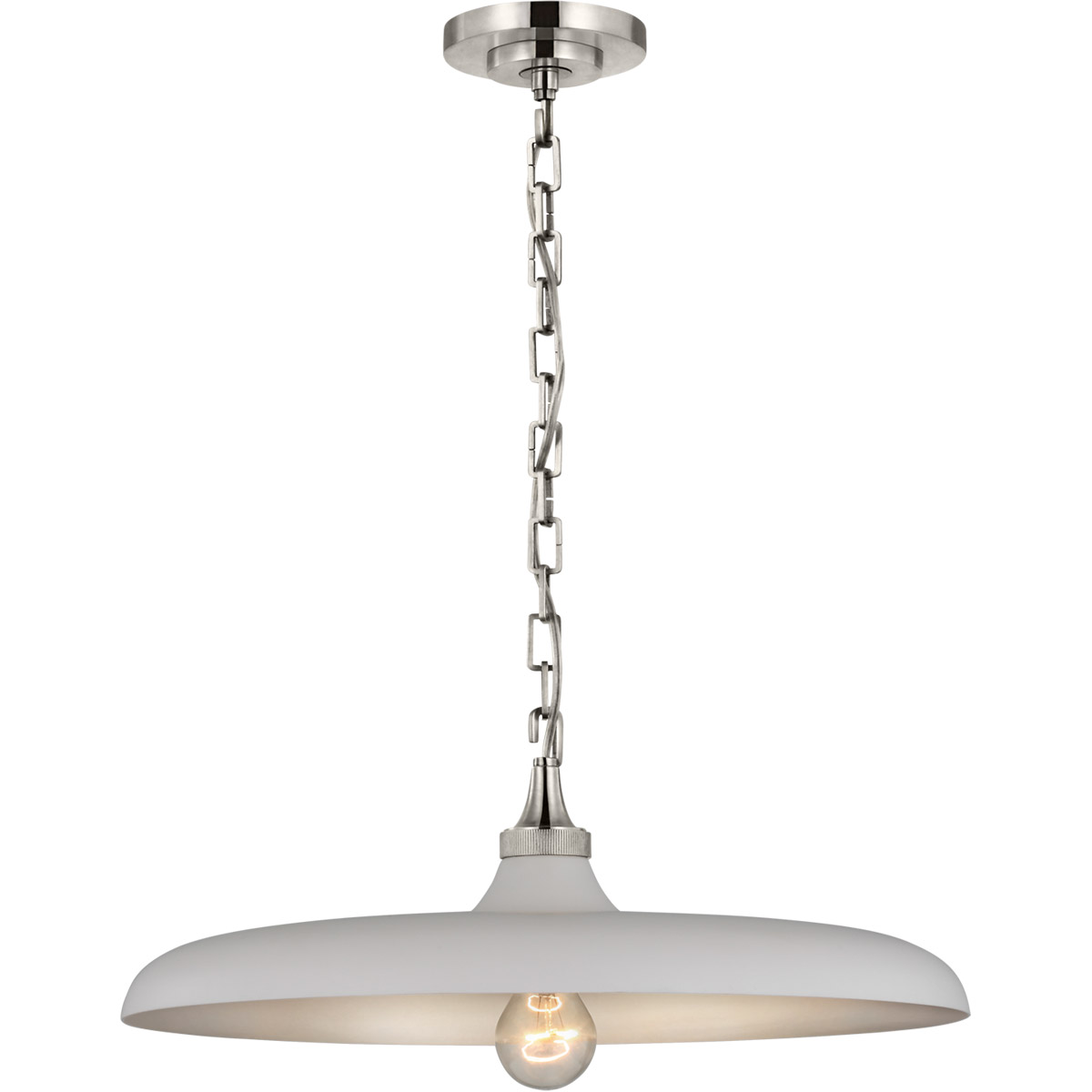 Thomas O'Brien Piatto LED 18 inch Polished Nickel Pendant Ceiling Light in Plaster White, Medium