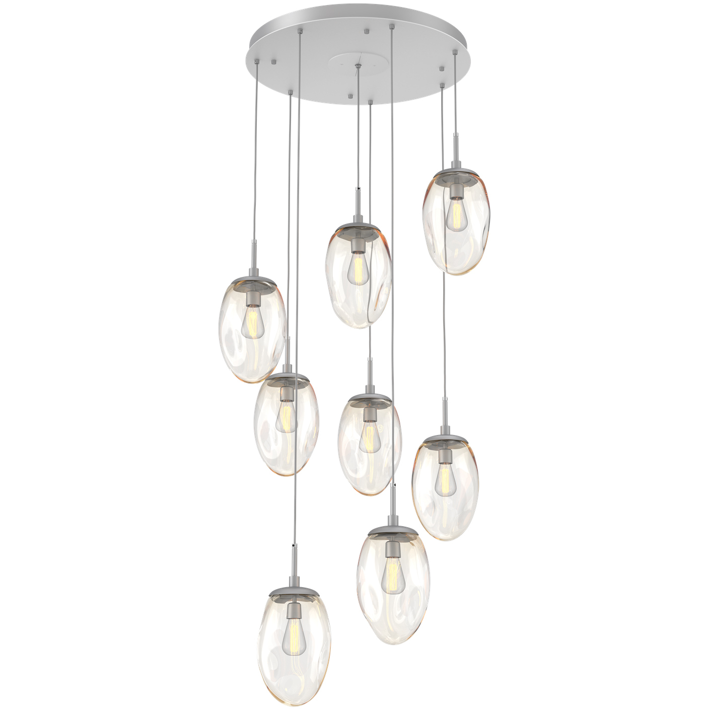 Meteo Incandescent 8 Light Classic Silver Chandelier Ceiling Light, Round Multi-Pendant