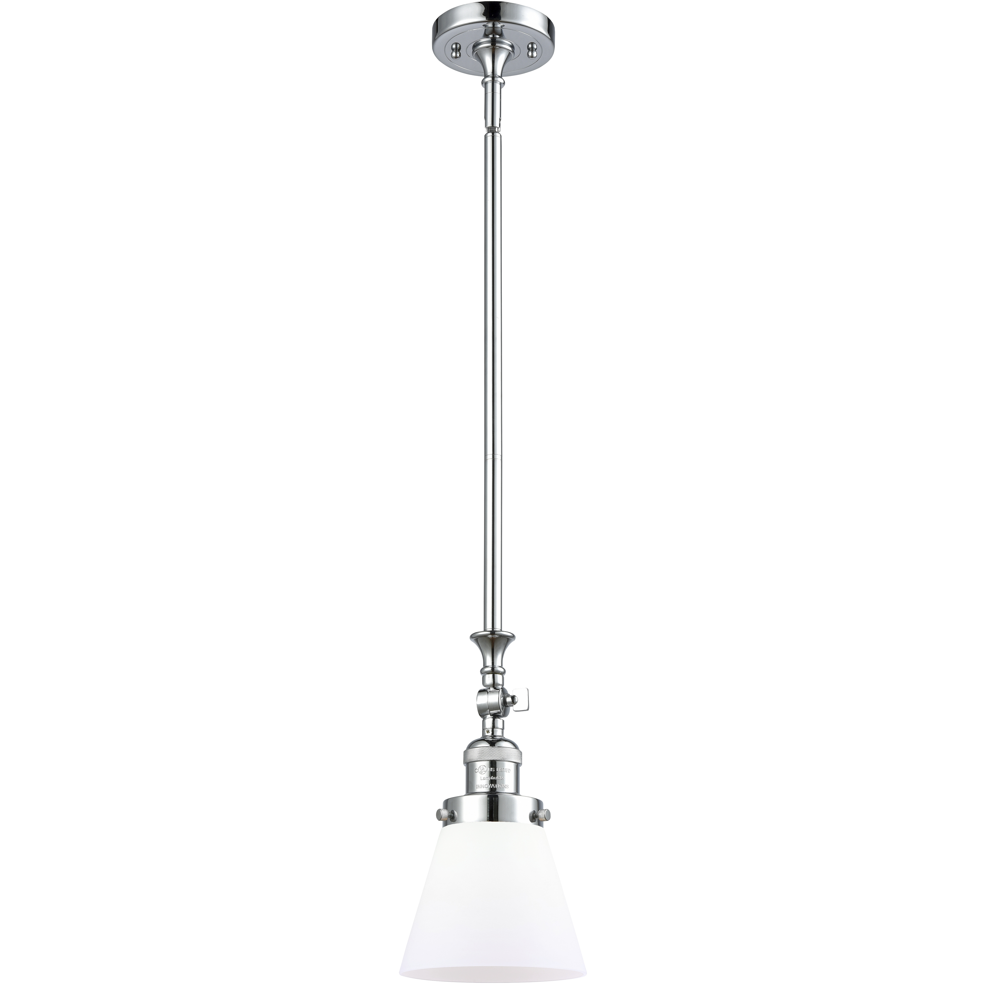 Franklin Restoration Cone 1 Light 6 inch Polished Chrome Mini Pendant Ceiling Light in Incandescent, Matte White, Franklin Restoration
