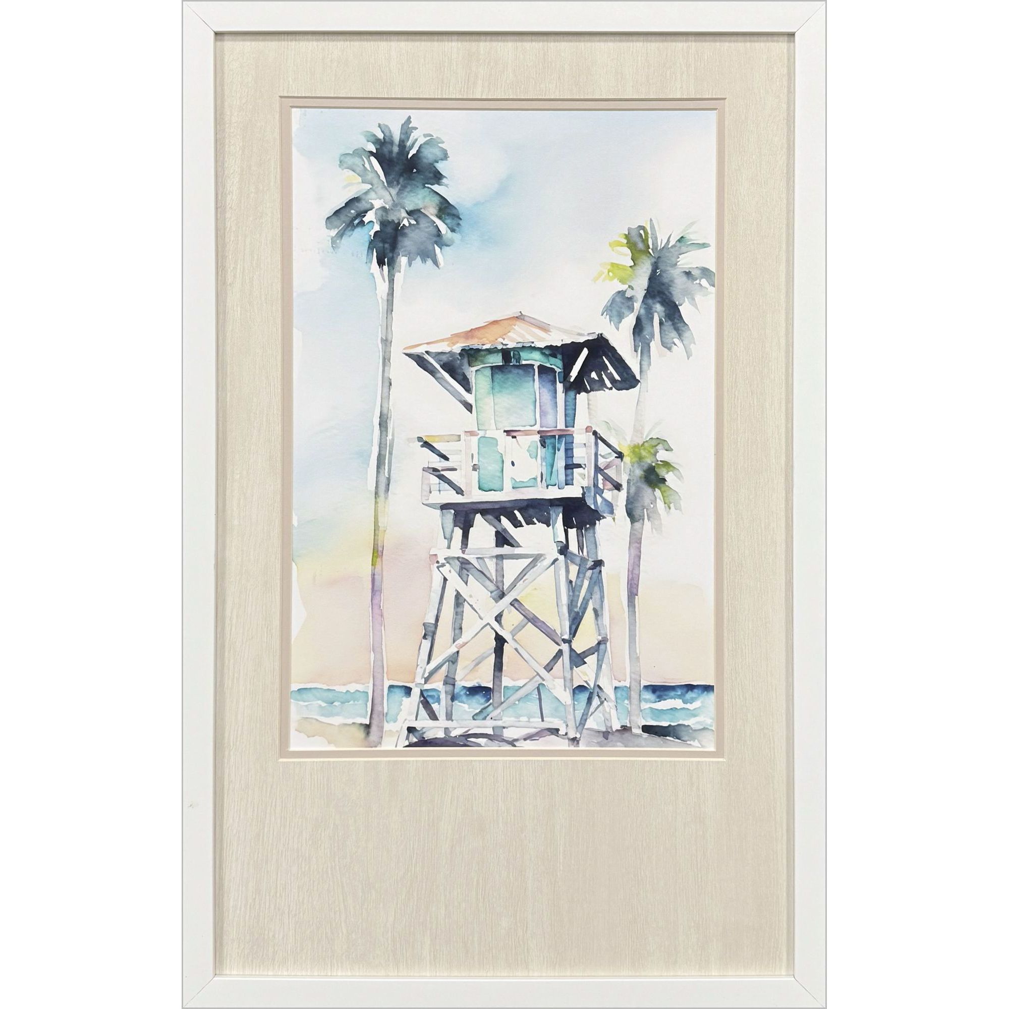 Boho Beachy Blue and Green and Gray Framed Art, Propac