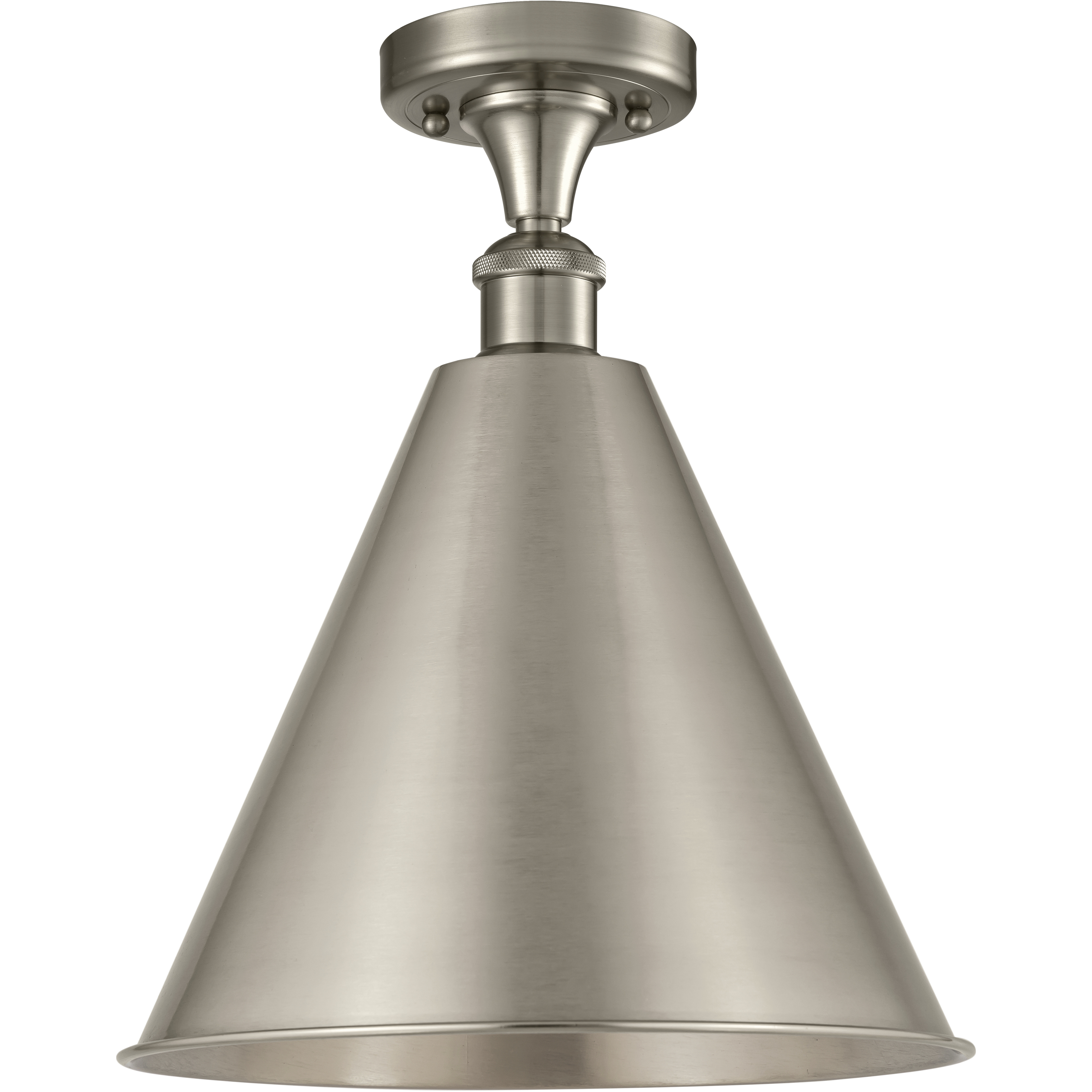 Edison Cone 1 Light 16 inch Brushed Satin Nickel Semi-Flush Mount Ceiling Light